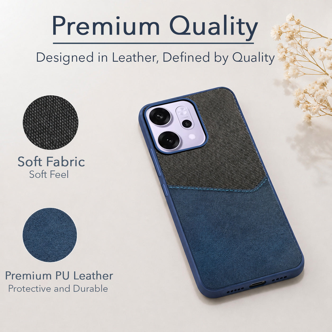 For Oppo Reno14 Pro 5G | Oppo Reno 14 Pro 5G Back Cover Case (Dual PU Leather Stitch | Professional Minimalist | Soft and Flexible)