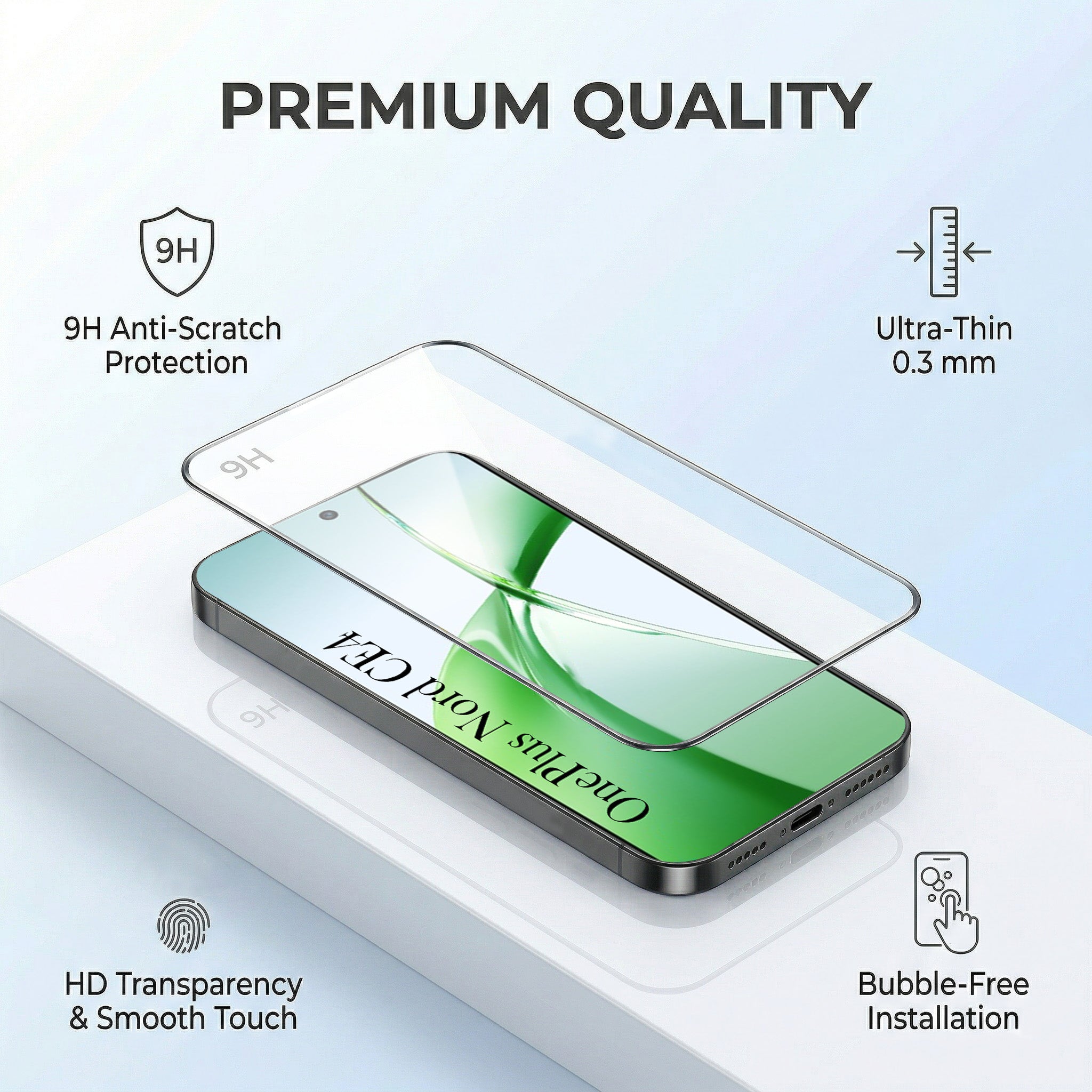 For Oneplus Nord CE 4 Combo with Back Cover and 9H Tempered Glass (Textured Grip Design | Micro-Fiber Cloth Inside | Oleophobic Coating Screen Glass)