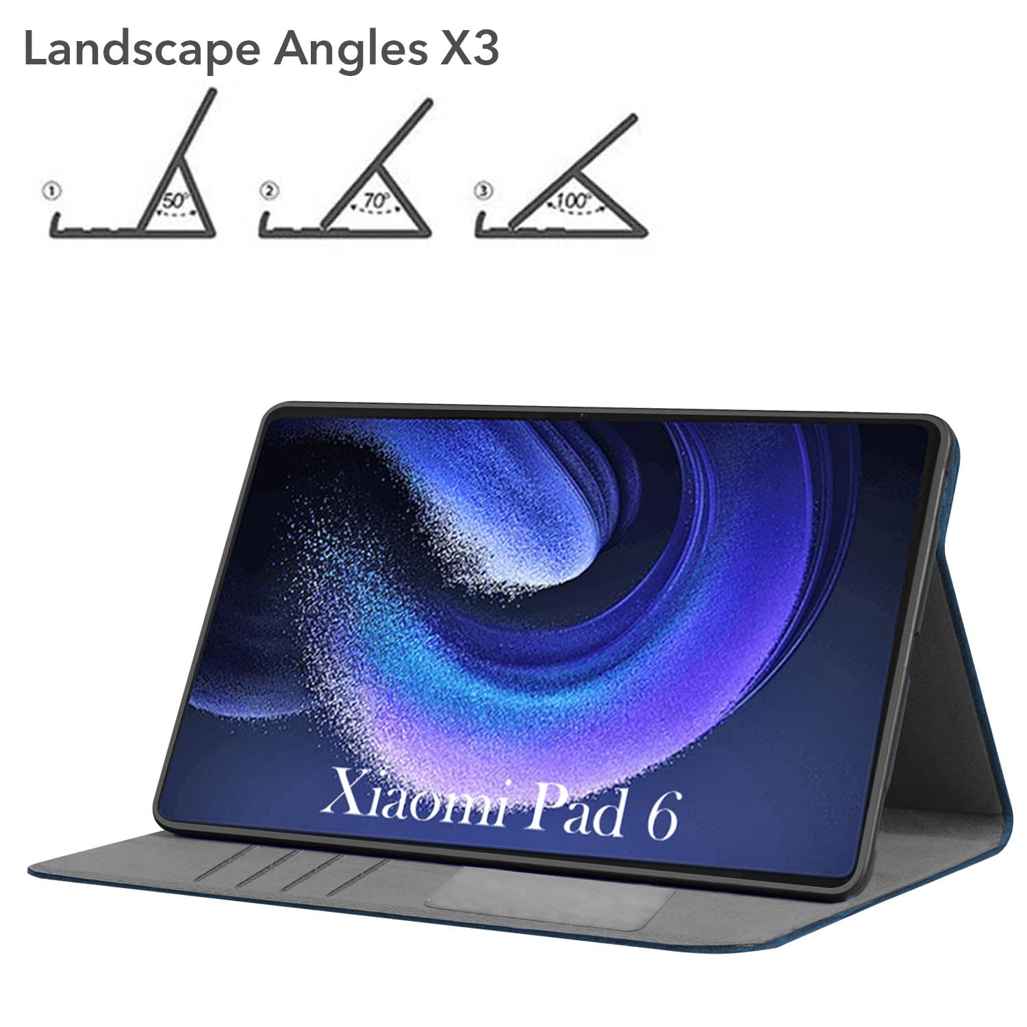 For Xiaomi Pad 6 11 Inch 23043RP34C/23043RP34G/23043RP34I Flip Cover Folio Case(PU Leather | Multi-Angle Smart Stand | Card Storage Slots | Silicone Back Pouch)