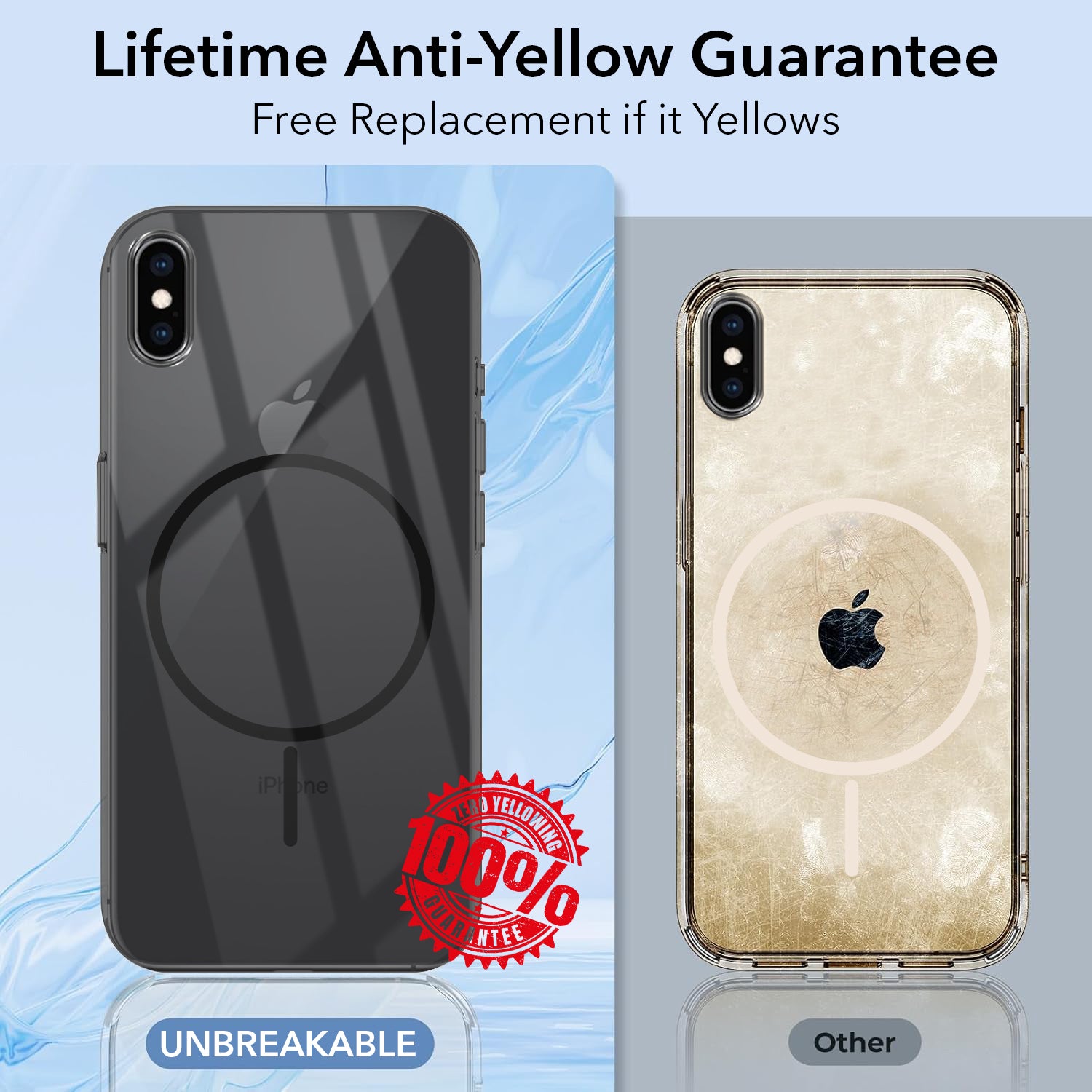 For Apple iPhone Xs Back Cover Case (Crystal Clear Case | MagSafe Wireless Charging Support | Hard Anti Yellow | Camera Protection Bump)