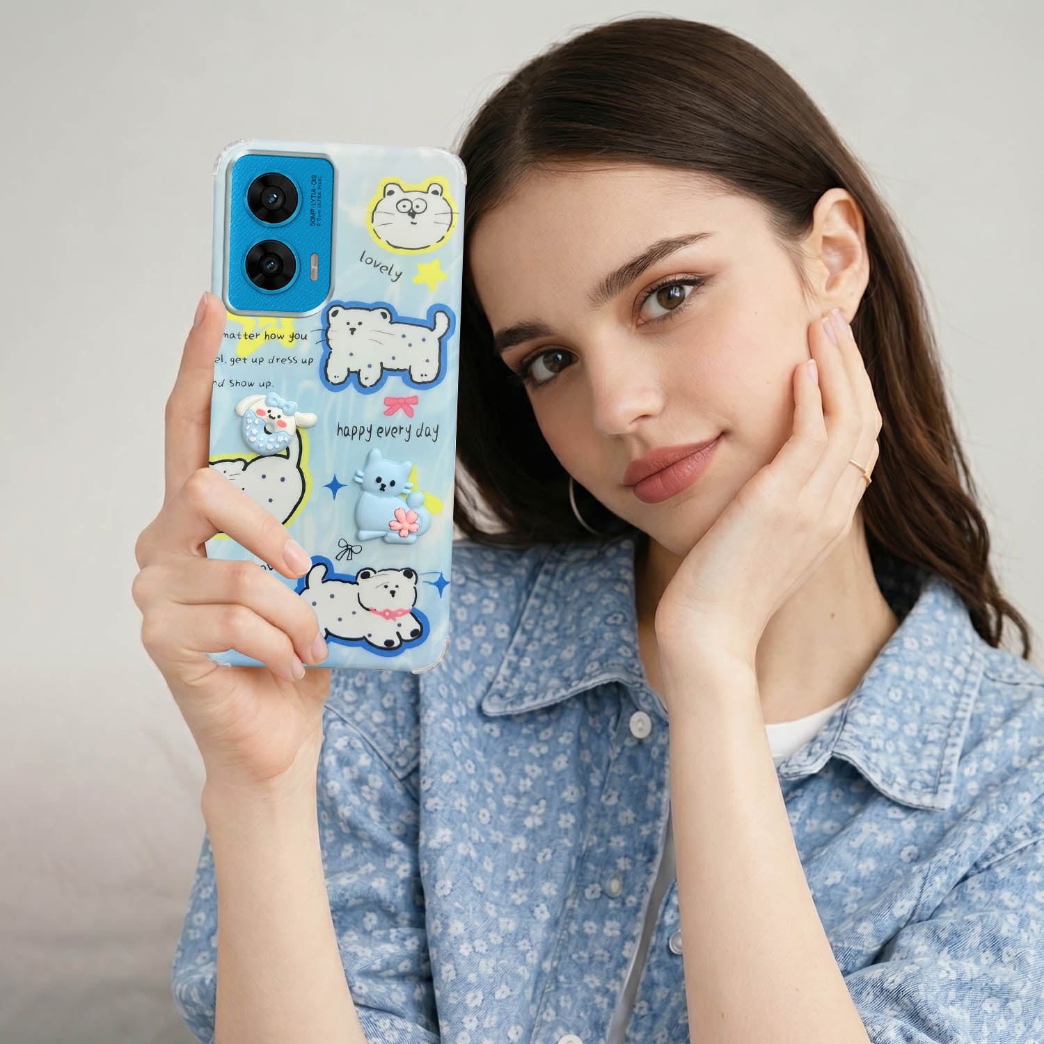 For Motorola Moto G96 Back Cover Case (3D Cute Cartoons | Hard Back Side Soft | Matte Premium Finish | HD Printing)