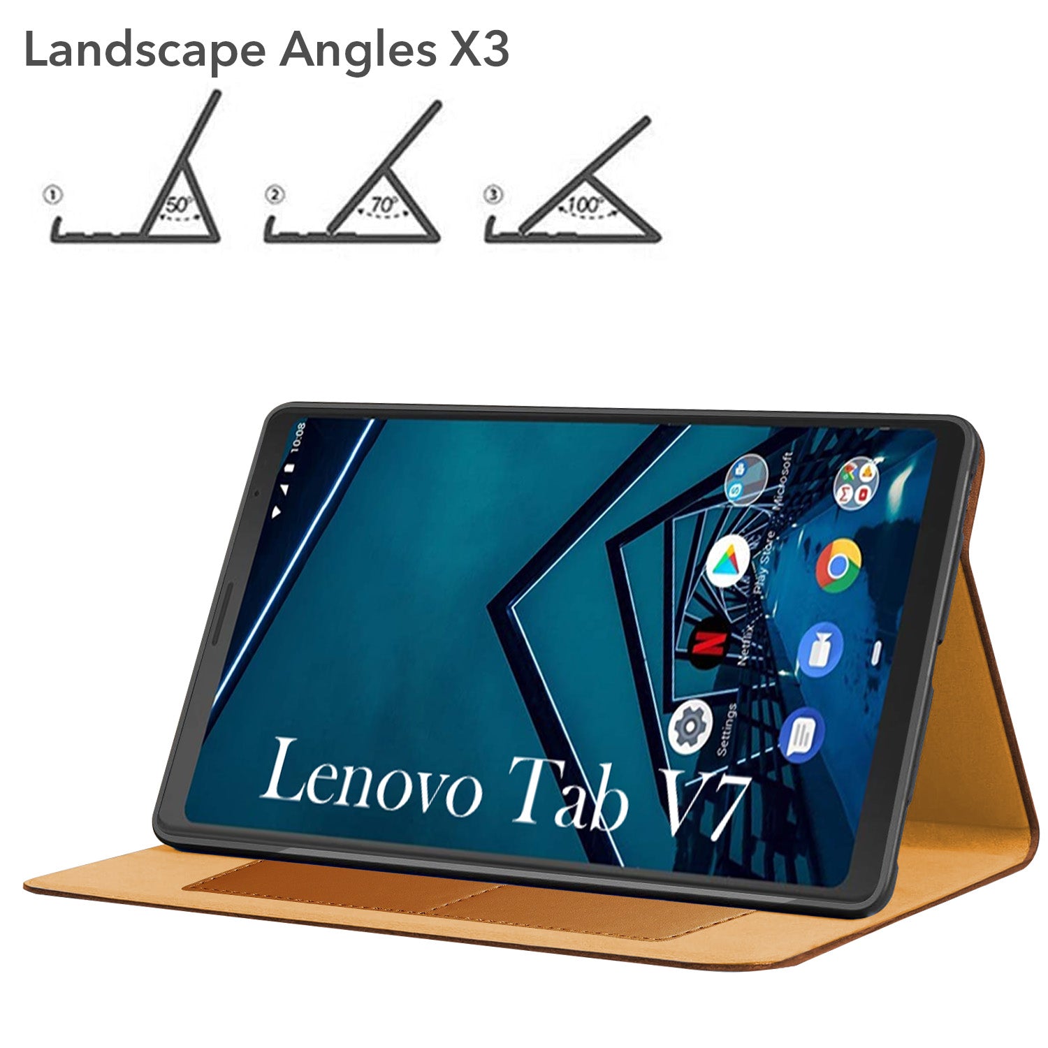 For Lenovo Tab V7 6.95 Inch PB-6505M/6505MC Flip Cover Folio Cover (PU Leather | Multi-Angle Smart Stand | Card Storage Slots | Silicone Back Pouch)