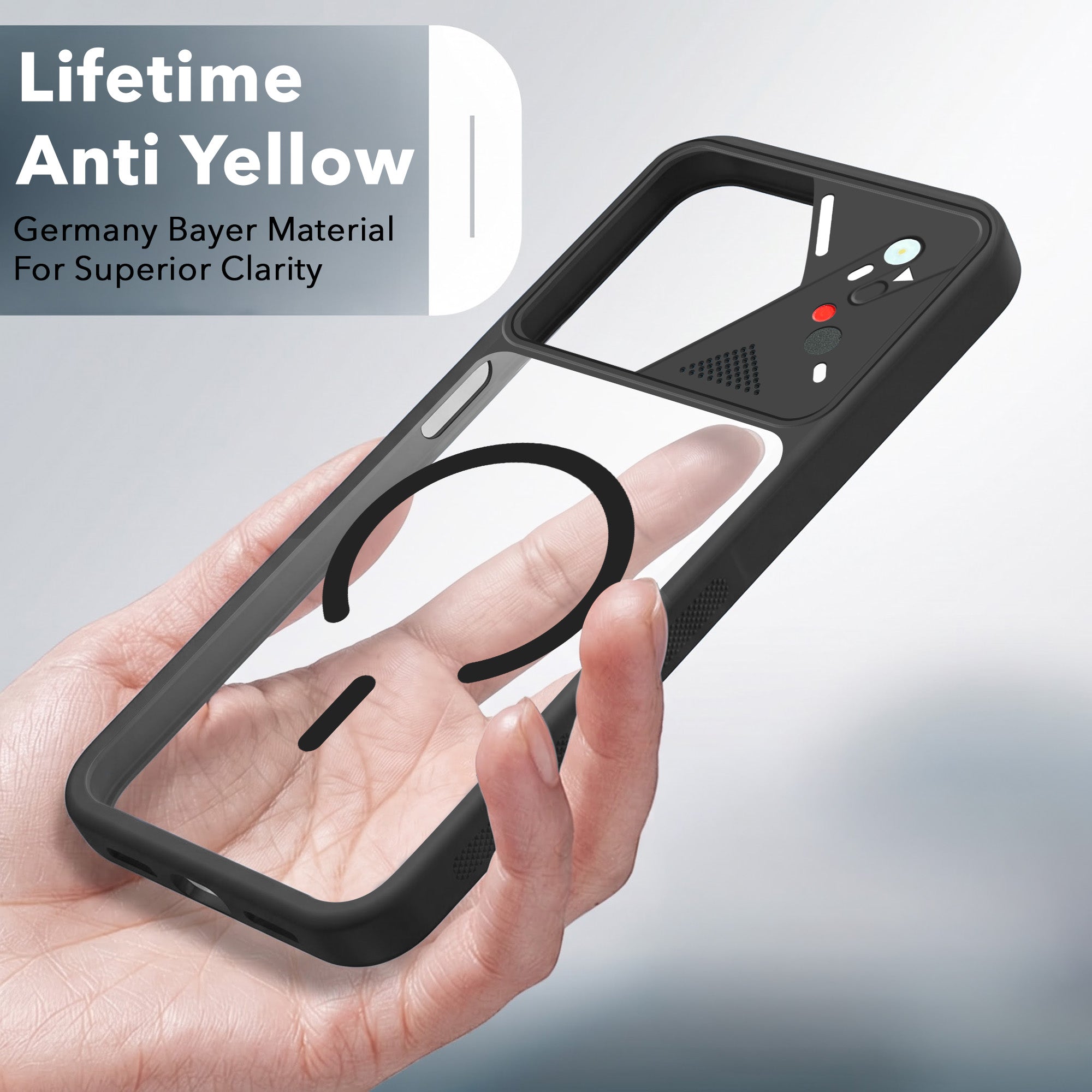 For Samsung Galaxy A15 5G Back Cover Case Lifetime Anti-Yellow Clear (Camera Protection | Side Grip | Wireless MagSafe Compatible)