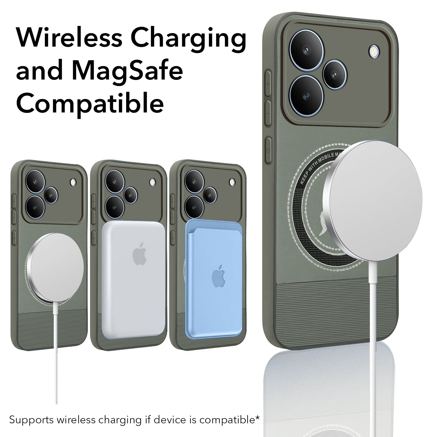 For Realme P4 Back Cover Case PU Leather Finish (Professional Minimalist Texture | MagSafe Compatile | Camera Protection | Sleek Sober Formal)
