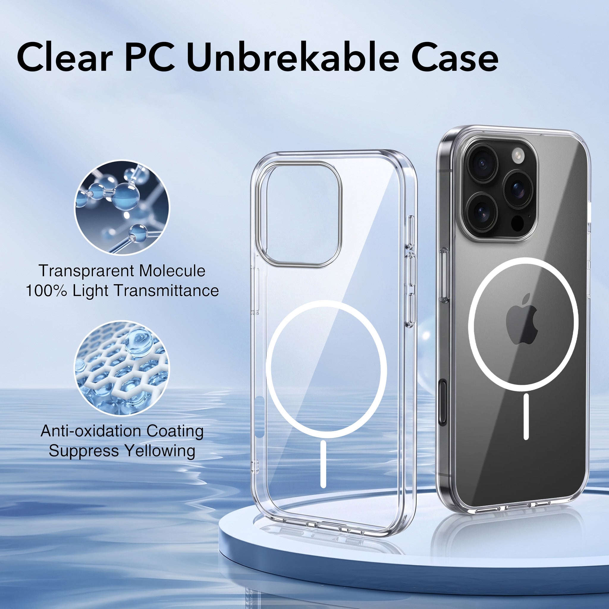 For Apple iPhone 16 Pro Back Case Cover Crystal Anti Yellow (Unbreakable PC | MagSafe Wireless Charging Support |Camera Protection Bump)