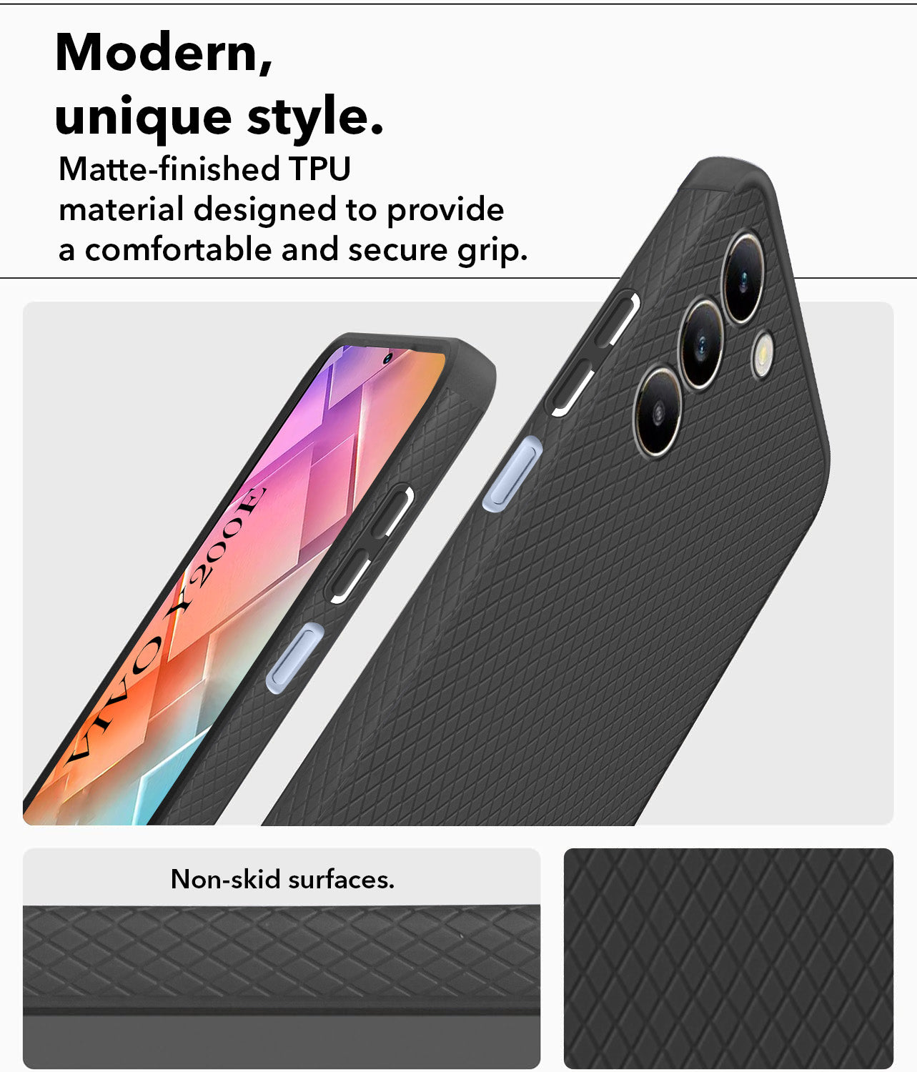 For Vivo Y200e Back Cover Case (Liquid Silicone | Side Grip | Camera Protection)