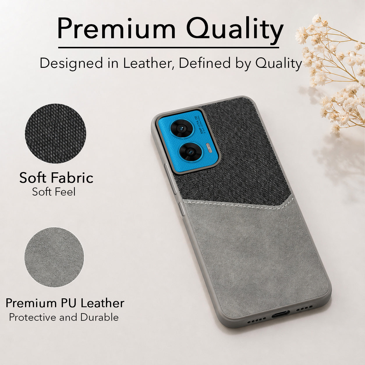 For Motorola Moto G96 Back Cover Case (Dual PU Leather Stitch | Professional Minimalist | Soft and Flexible)