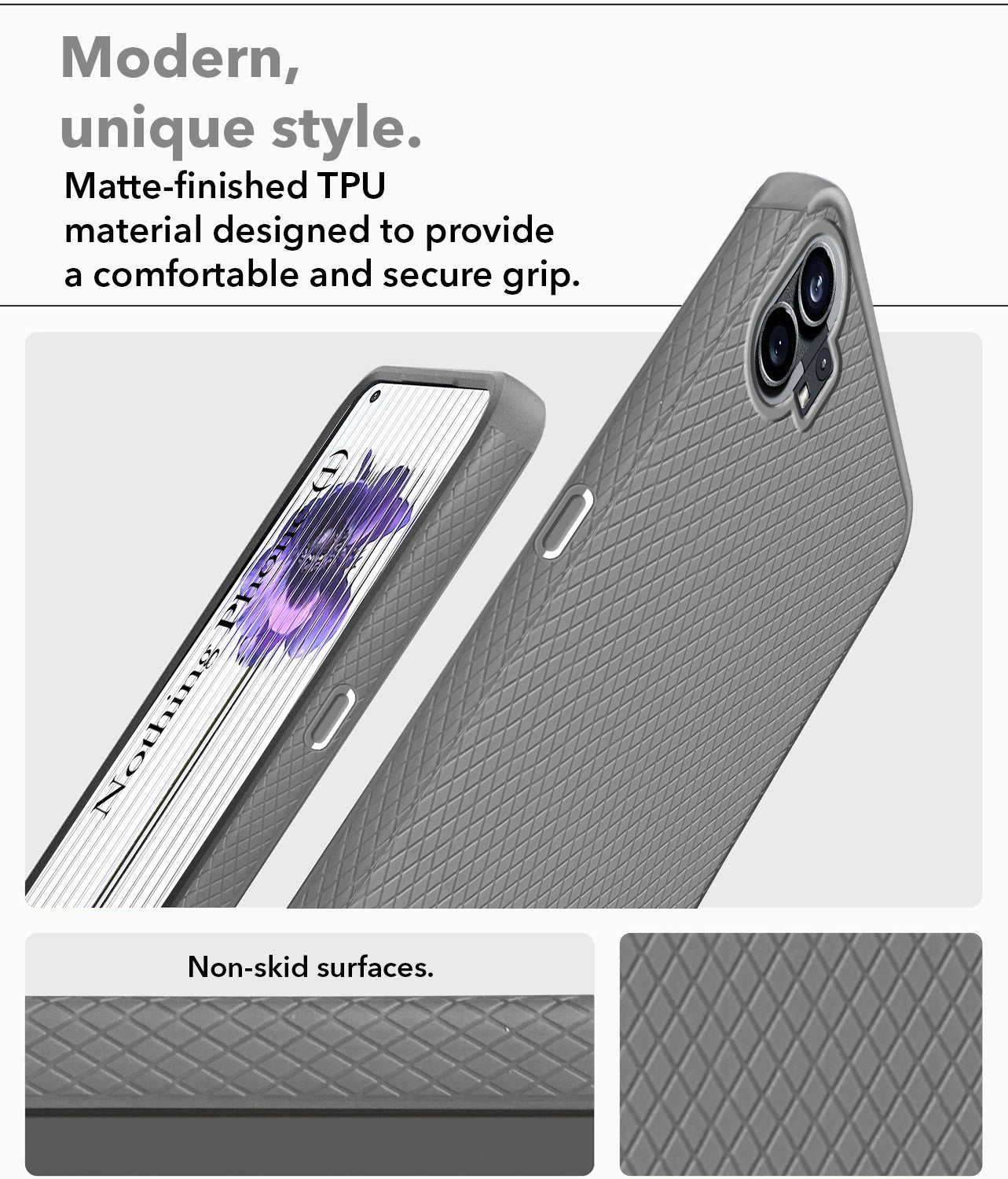 For Nothing Phone 1 Back Cover Case (Liquid Silicone | Side Grip | Camera Protection)