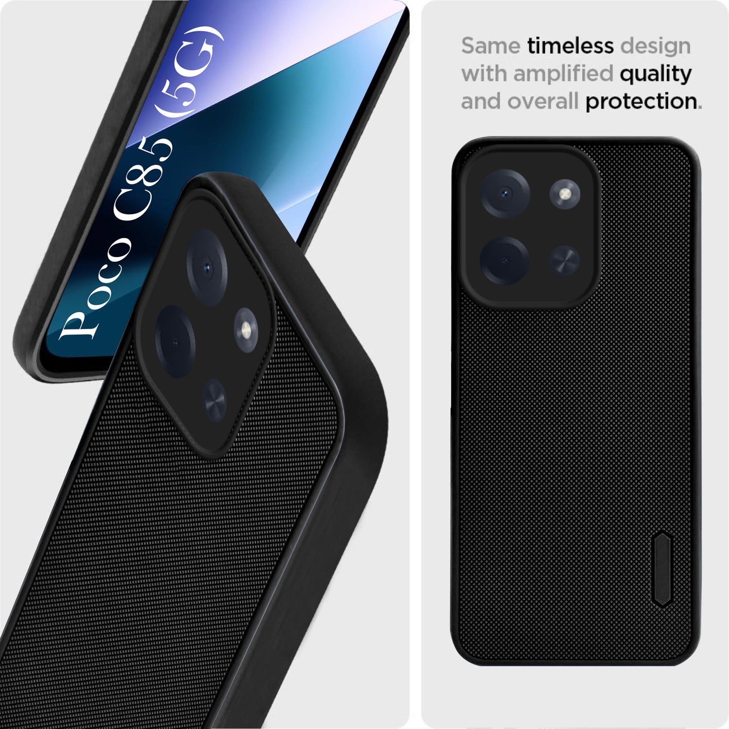 For Poco C85 5G Back Cover Case Rubberised (Textured Grip Design | Micro-Fiber Cloth Inside | Slim and Light Weight | Soft Touch and Feel)