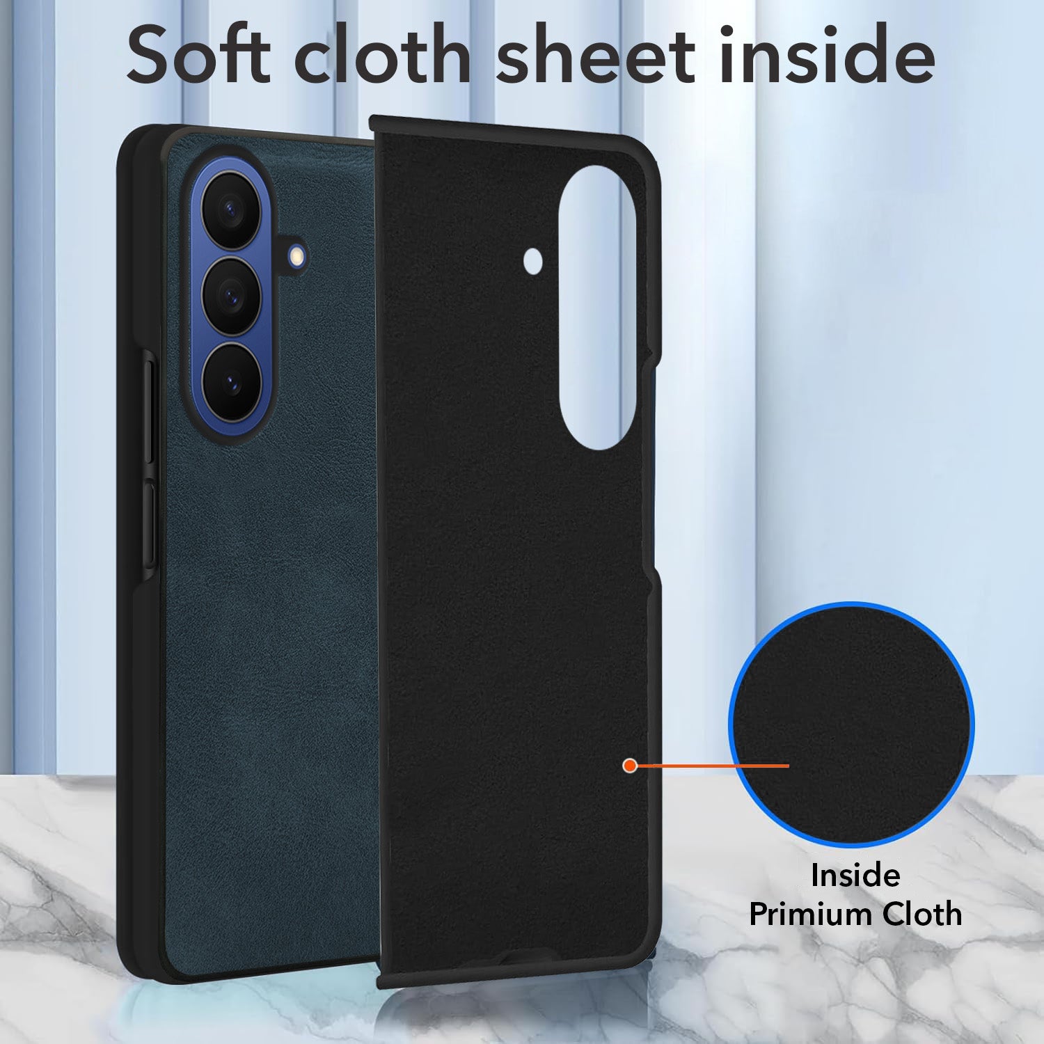 For Samsung Galaxy Z Fold 7 Back Case Cover Premium Genuine Leather (Integrated Front Screen Protector | Inside Microfiber Cloth)