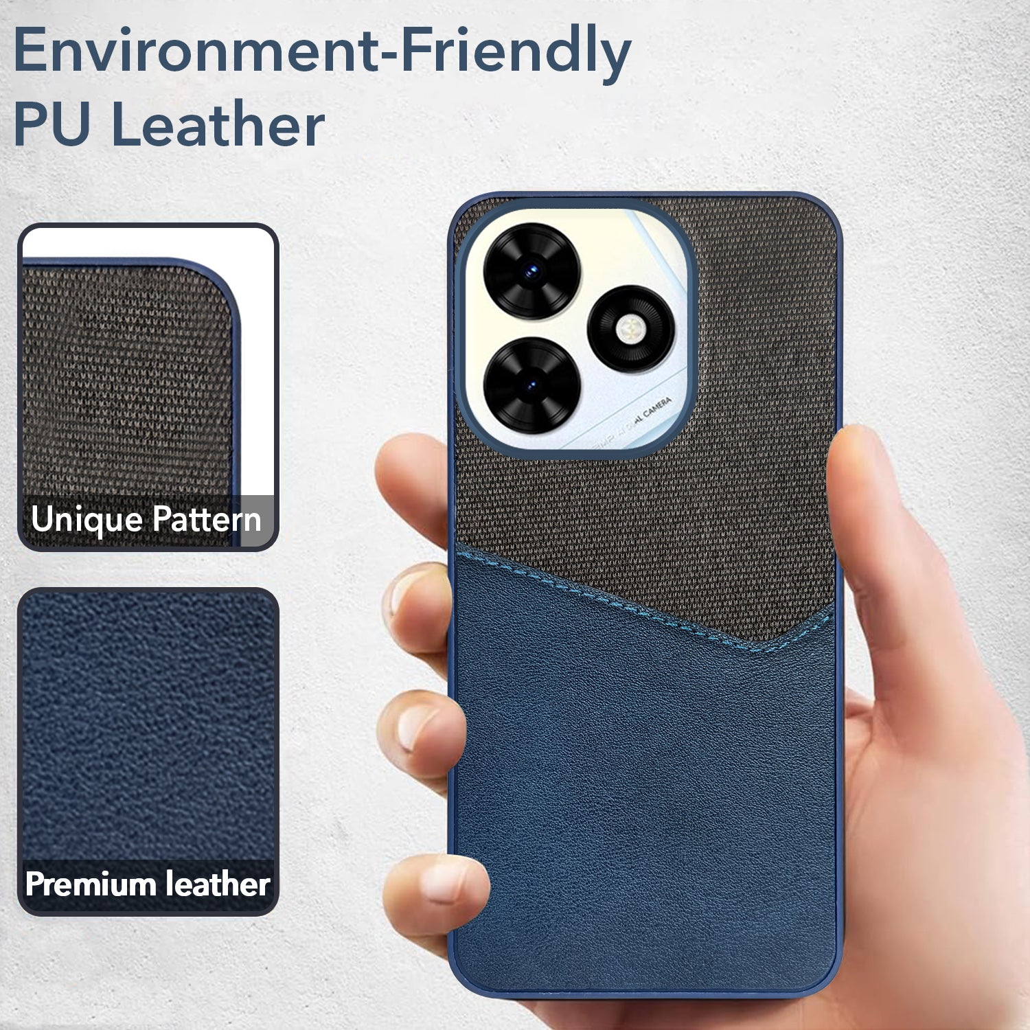 For Tecno Pop 8 Back Cover Case (Dual PU Leather Stitch | Professional Minimalist | Soft and Flexible)