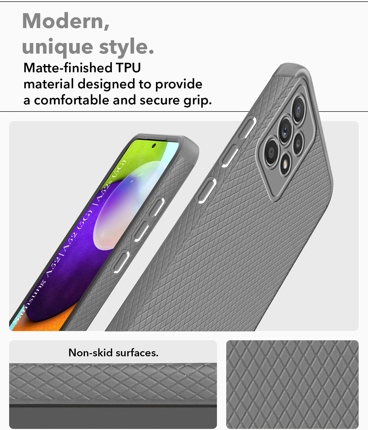 For Samsung Galaxy A52 | A52 5G | A52s 5G Back Cover Case (Liquid Silicone | Side Grip | Camera Protection)