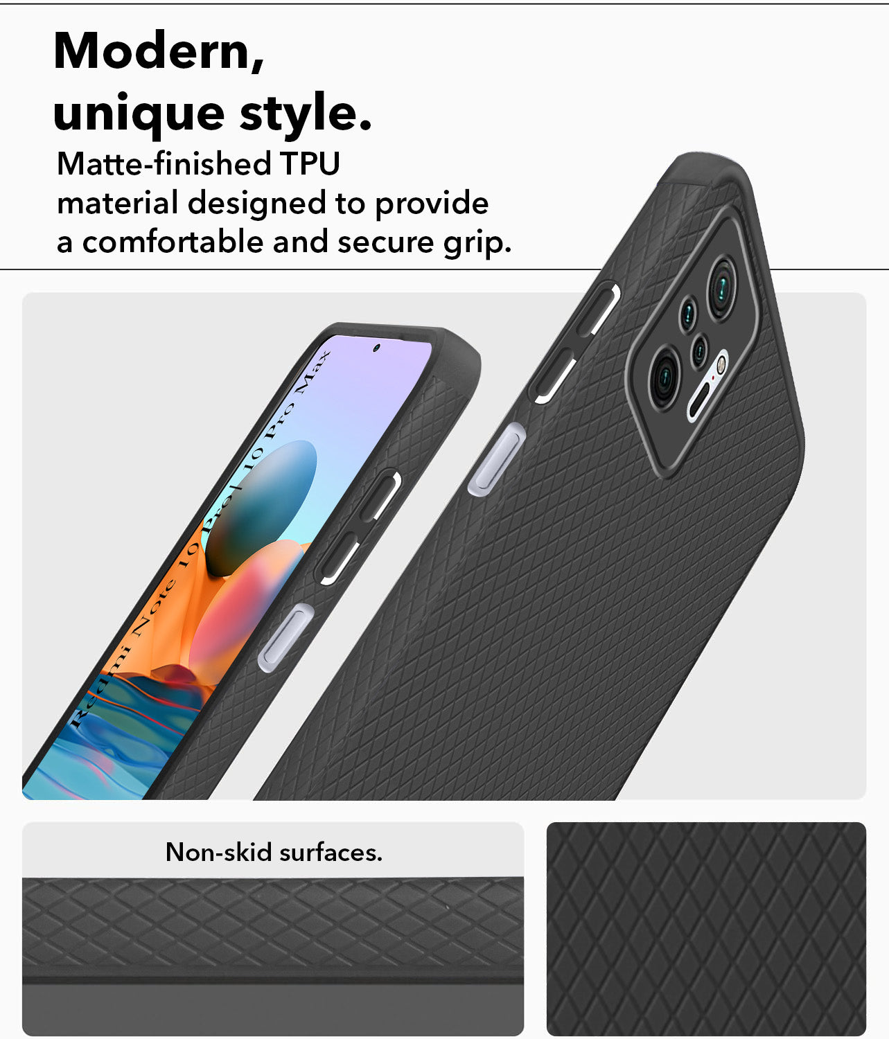 For Xiaomi Mi Redmi Note 10 Pro | 10 Pro Max Back Cover Case Max Liquid Silicone (Camera Protection | Side Grip Texture | Soft and Flexible)