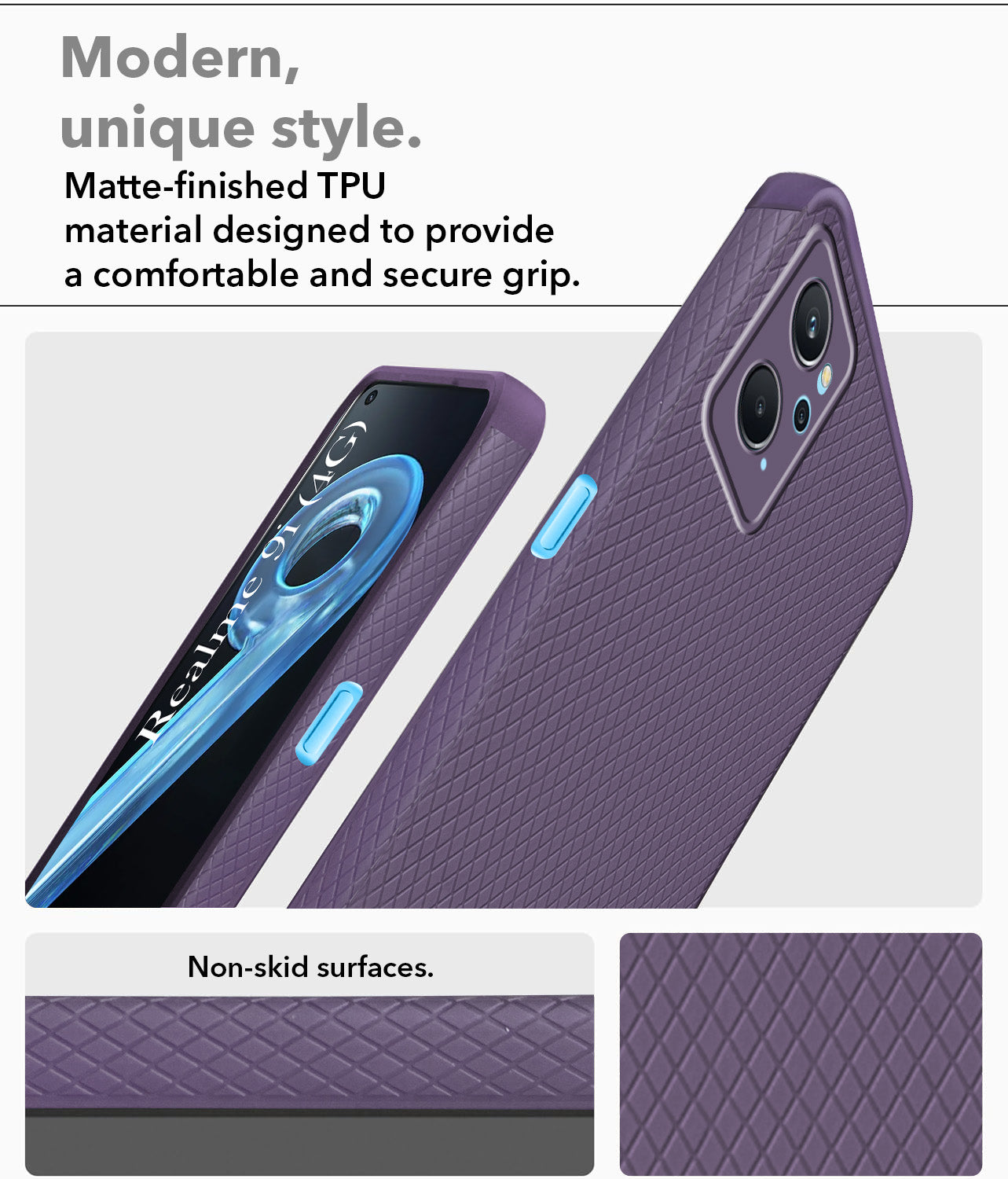 For Realme 9i Back Cover Case (Liquid Silicone | Side Grip | Camera Protection)