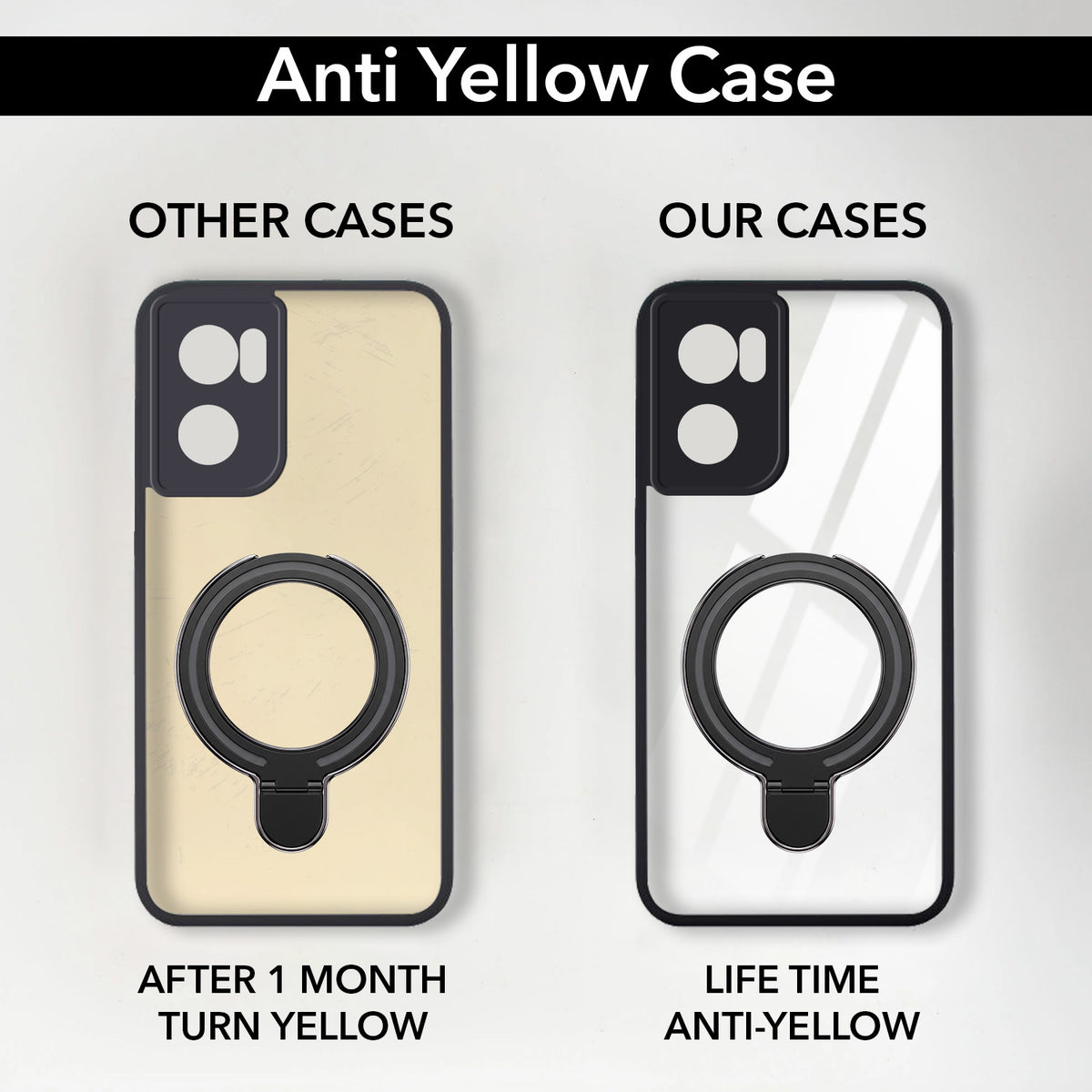 For OnePlus Nord CE 2 5G Back Cover Case (Kick Stand Ring Holder | Life time Anti Yellow | Camera Protection)