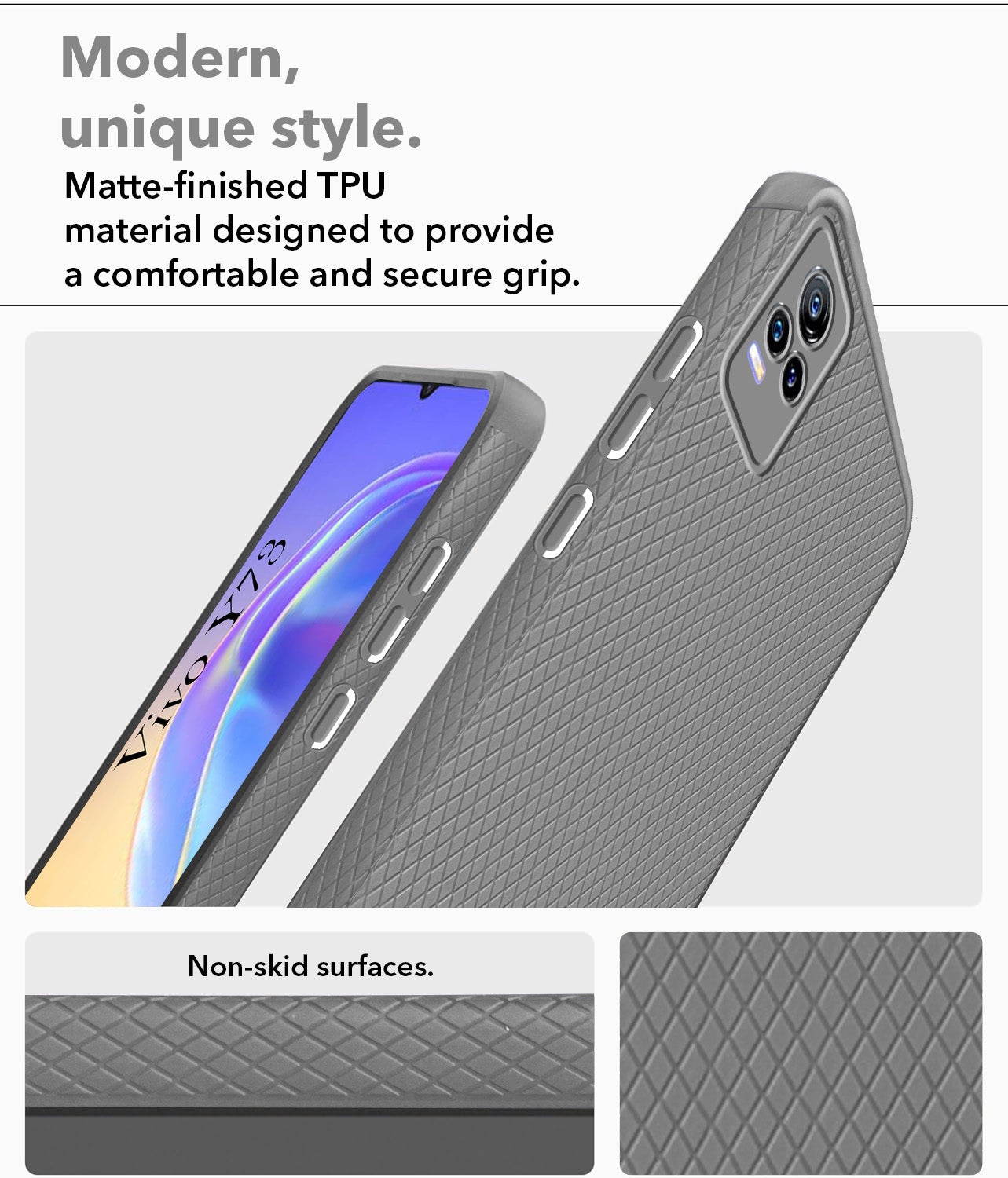 For Vivo Y73 Back Cover Case (Liquid Silicone | Side Grip | Camera Protection)