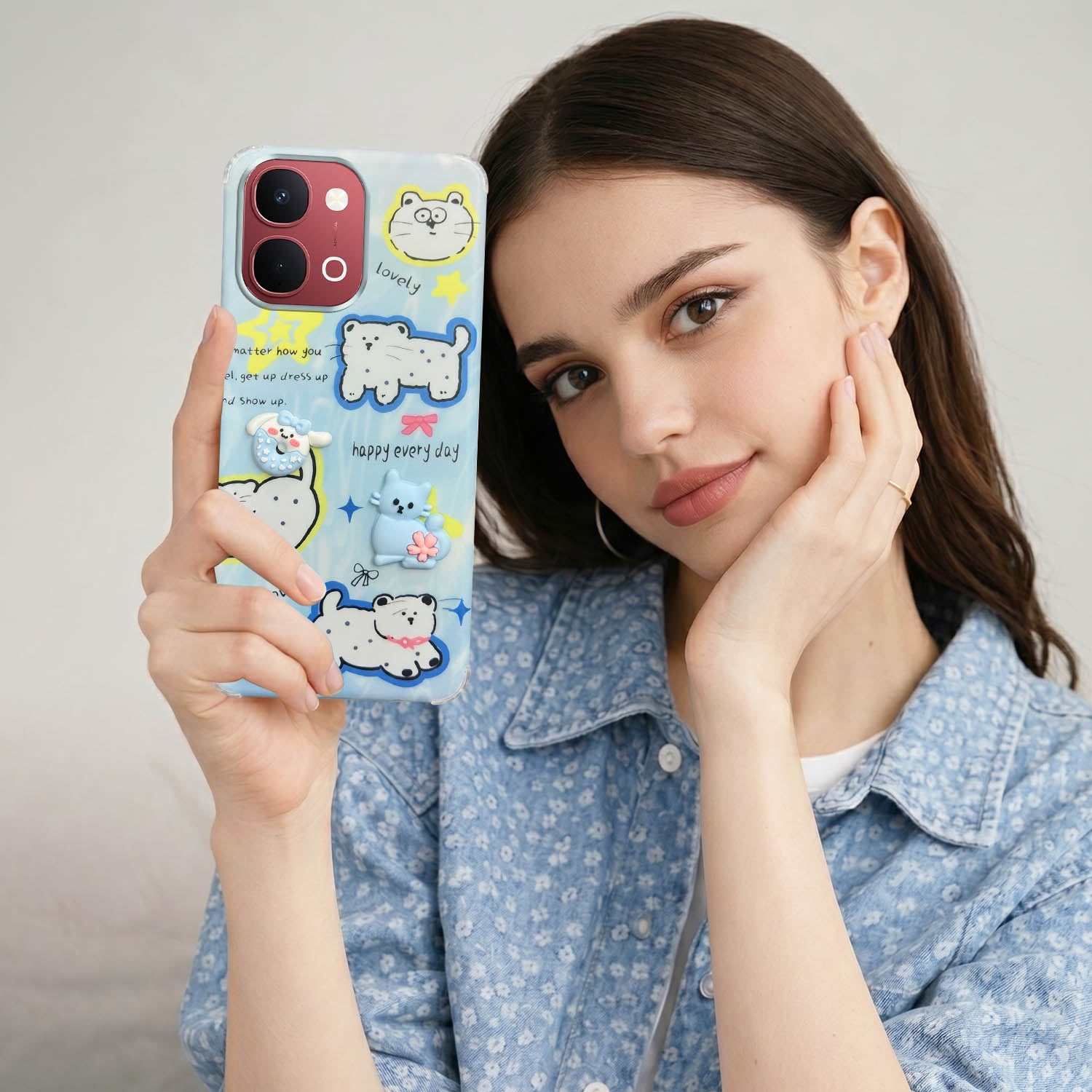 For Vivo Y31T 5G Back Cover Case (3D Cute Cartoons | Hard Back Side Soft | Matte Premium Finish | HD Printing)