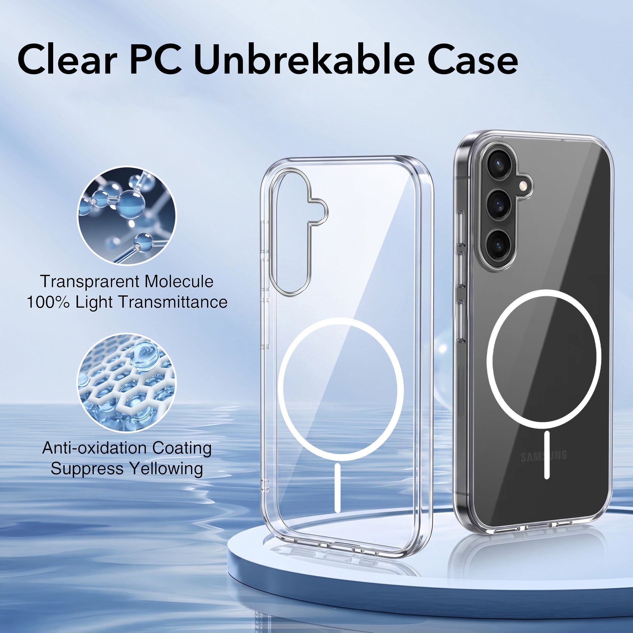 For Samsung Galaxy S23 FE 5G Back Case Cover Crystal Anti Yellow (Unbreakable PC | MagSafe Wireless Charging Support |Camera Protection Bump)