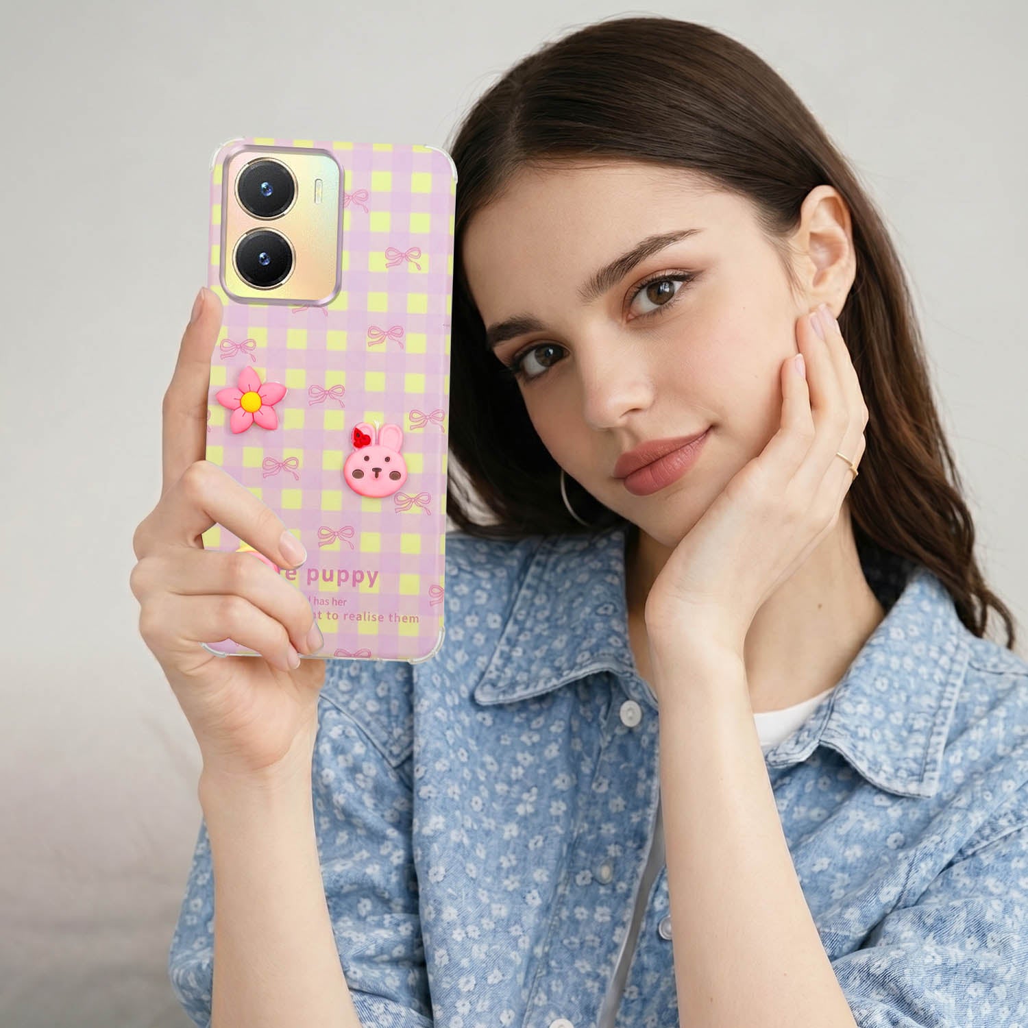 For Vivo T2x Back Cover Case (3D Cute Cartoons | Hard Back Side Soft | Matte Premium Finish | HD Printing)