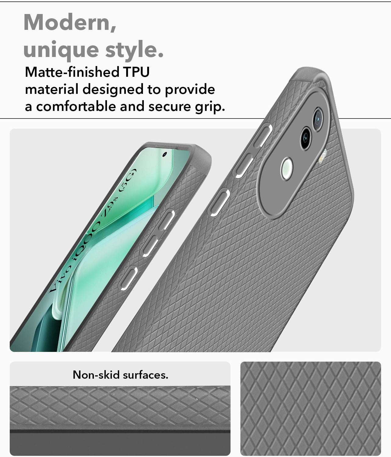 For Vivo iQOO Z9s Back Cover Case (Liquid Silicone | Side Grip | Camera Protection)