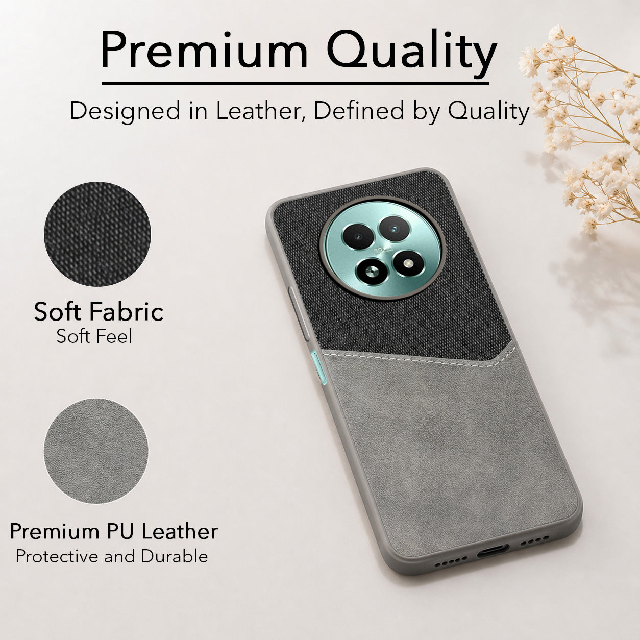 For Realme 13 Back Cover Case (Dual PU Leather Stitch | Professional Minimalist | Soft and Flexible)