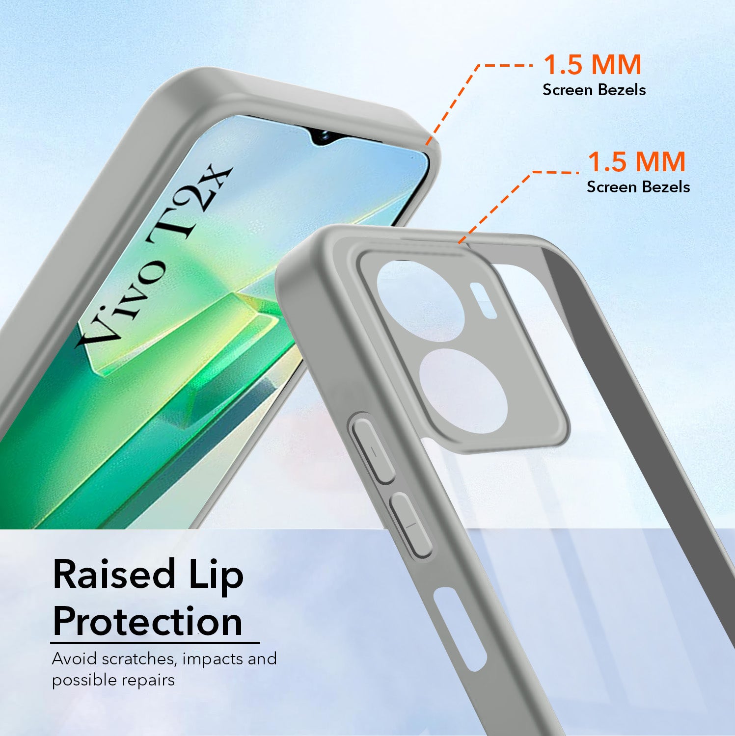 For Vivo T2x Back Cover Case Ultra-Hybrid (Lifetime Anti Yellow | Anti Scratch | Crystal Clear Shockproof)