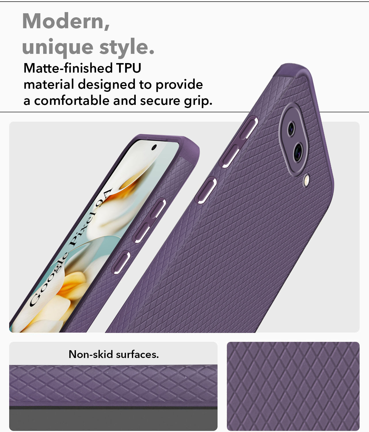 For Google Pixel 9A Back Cover Case (Liquid Silicone | Side Grip | Camera Protection)