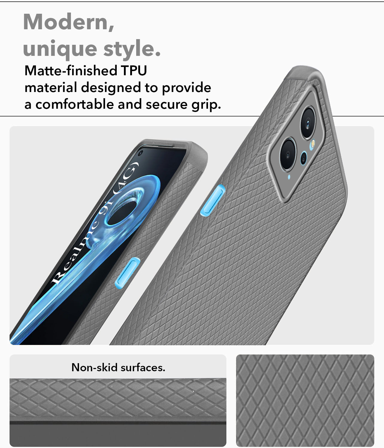 For Realme 9i Back Cover Case (Liquid Silicone | Side Grip | Camera Protection)