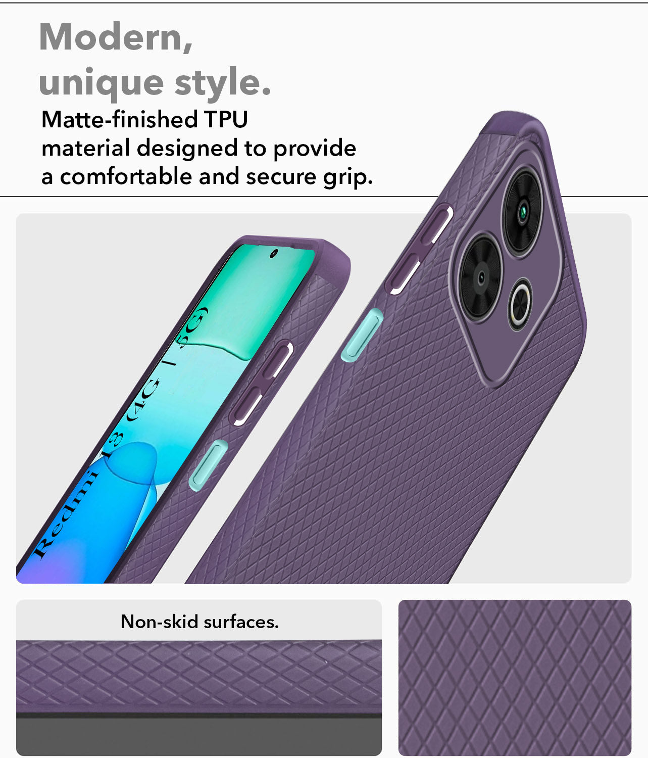 For Xiaomi Mi Redmi 13 4G | 5G  Back Cover Case (Liquid Silicone | Side Grip | Camera Protection)
