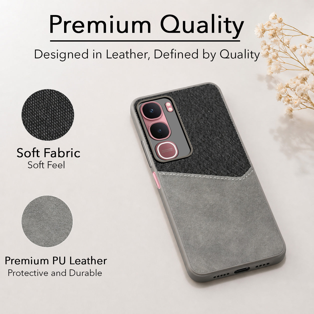 For Vivo Y31 5G Back Cover Case (Dual PU Leather Stitch | Professional Minimalist | Soft and Flexible)