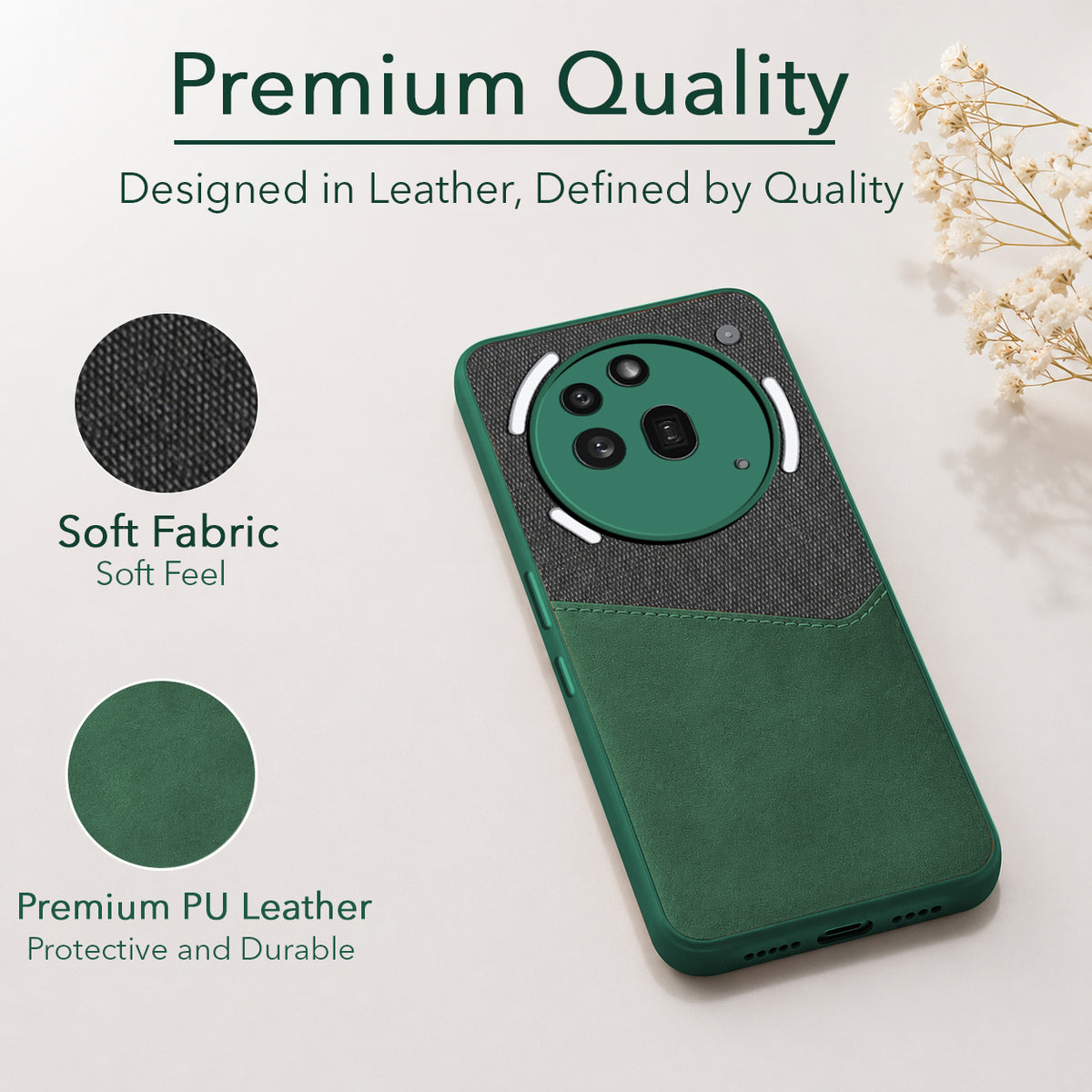 For Nothing Phone 3A Pro 5G Back Cover Case  (Dual PU Leather Stitch | Professional Minimalist | Soft and Flexible)