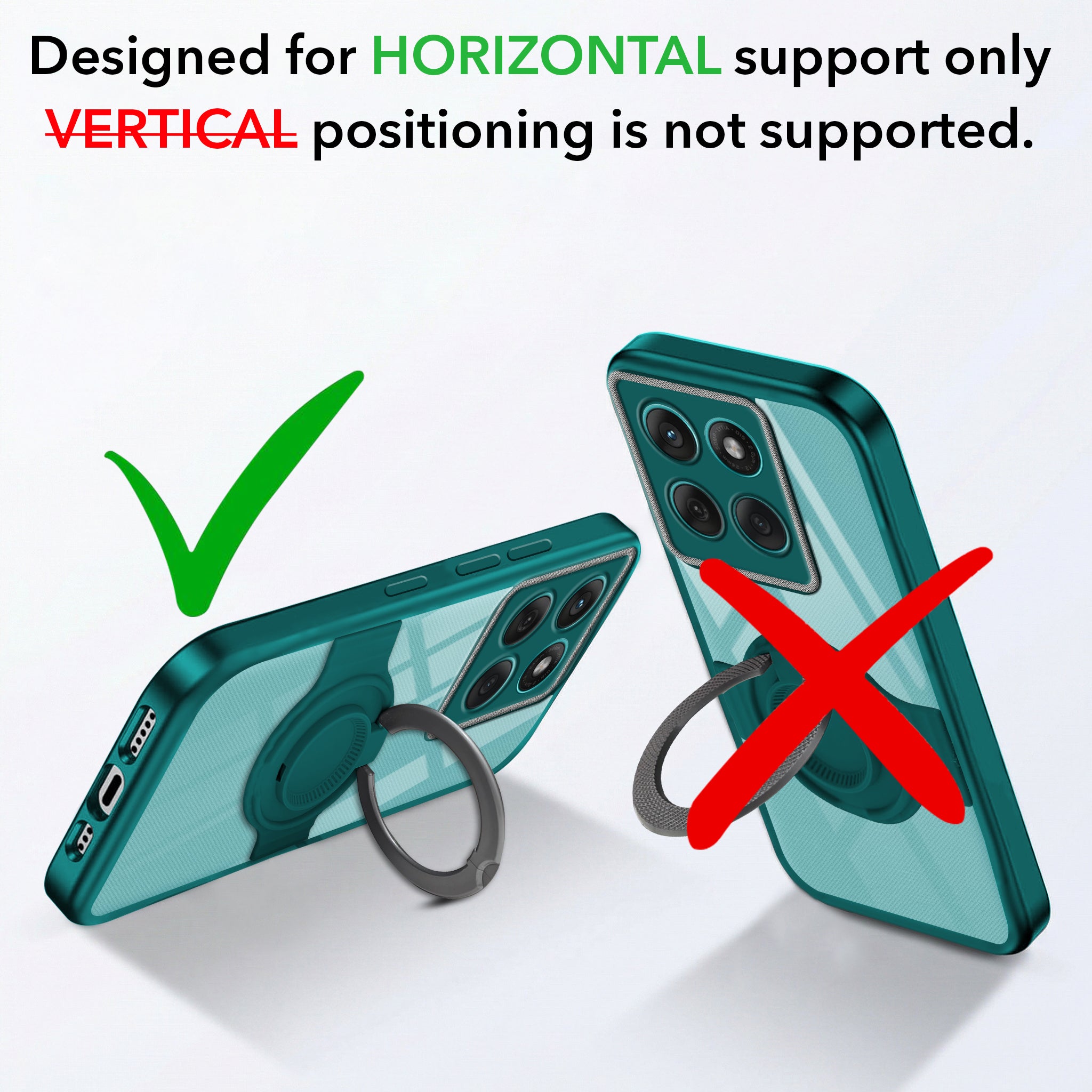 For Motorola Moto Edge 60 Fusion Back Cover Case with stand (Built-in Ring Holder Kickstand | Lifetime Anti Yellow | Camera Protection)