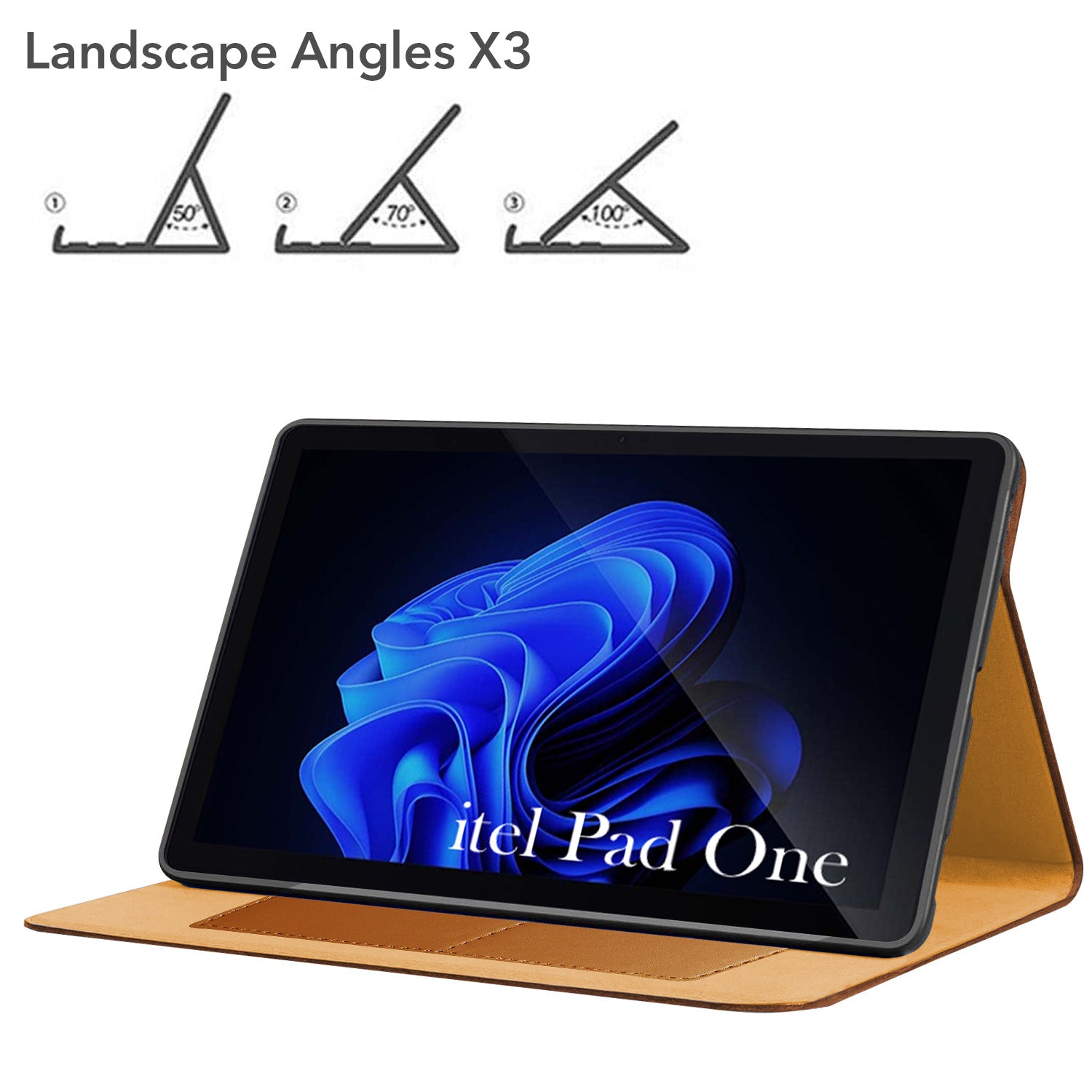 For Itel Pad One 10 Inch Flip Cover Folio Cover (PU Leather | Multi-Angle Smart Stand | Card Storage Slots | Silicone Back Pouch)