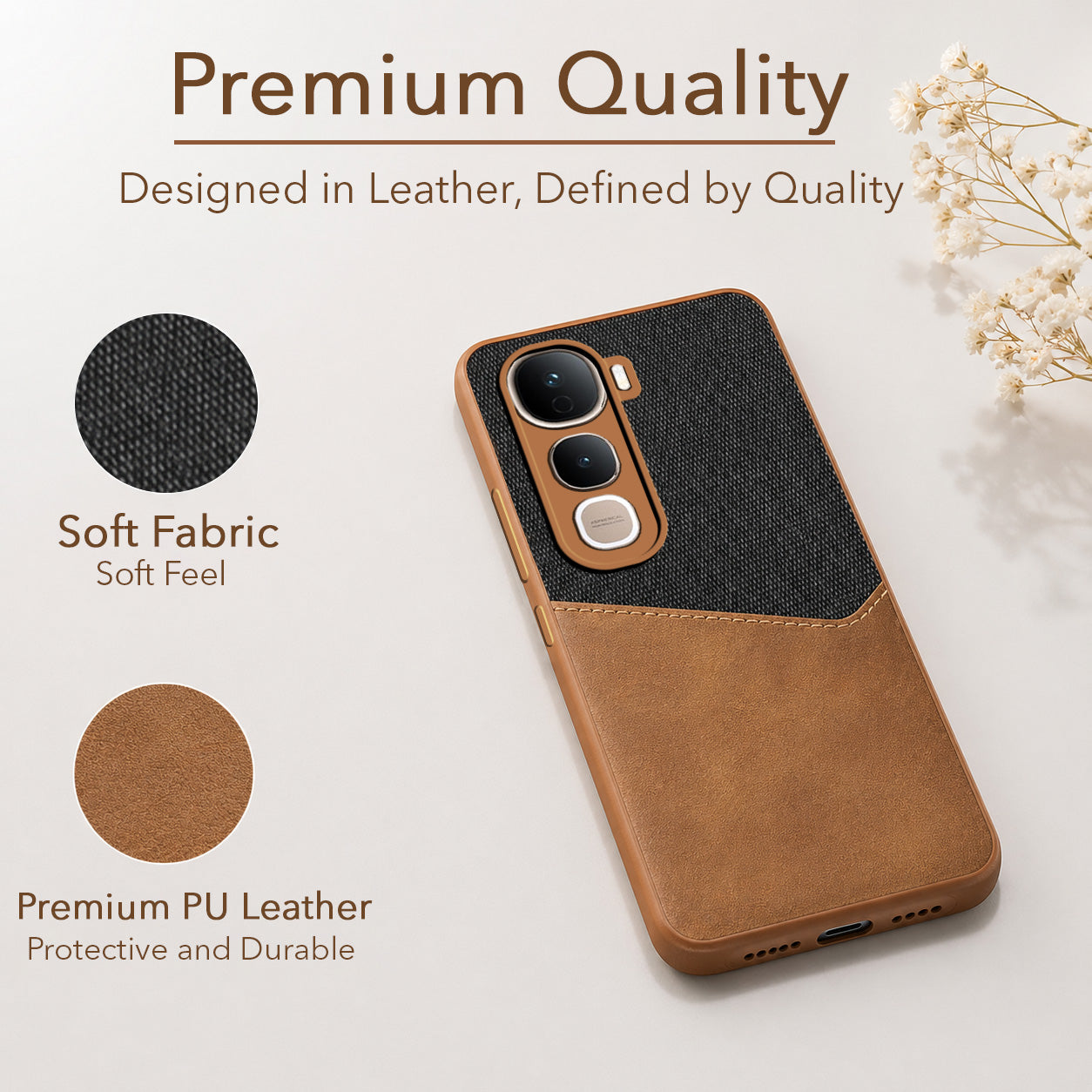 For Vivo Y400 Pro Back Cover Case (Dual PU Leather Stitch | Professional Minimalist | Soft and Flexible)