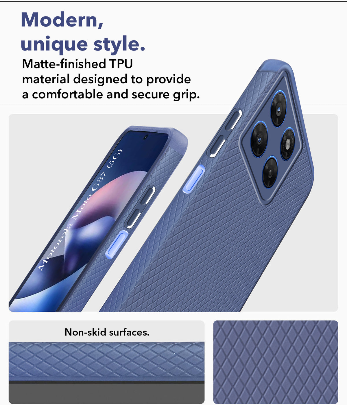 For Motorola Moto G37 Back Cover Case Liquid Silicone (Camera Protection | Side Grip Texture | Soft and Flexible)