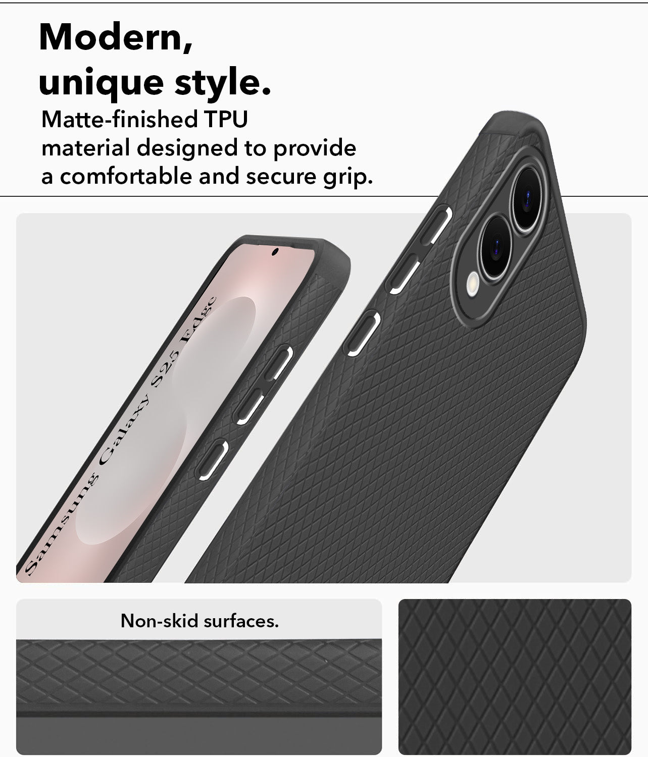 For Samsung Galaxy S25 Edge Back Cover Case (Liquid Silicone | Side Grip | Camera Protection)