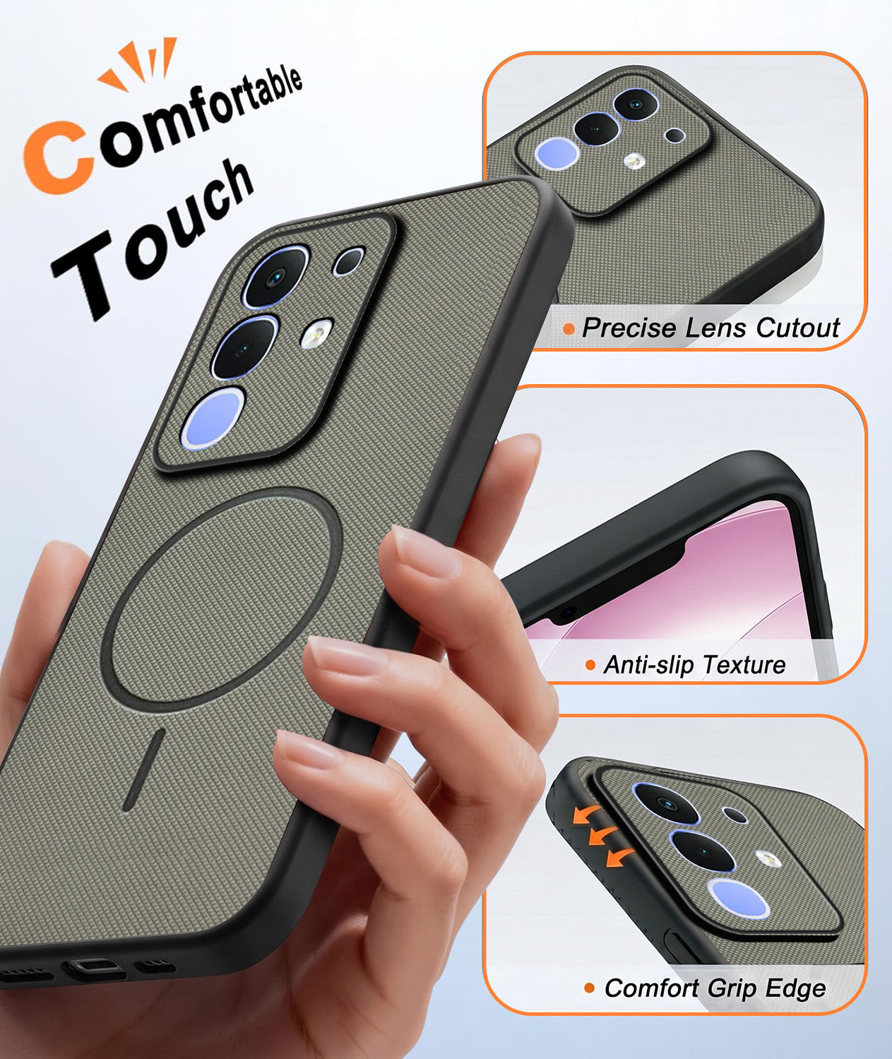 For Vivo iQOO Z10x Back Cover Case PU Leather (Texture Grip Design | Professional Minimalist | Camera Protection | Soft and Flexible)