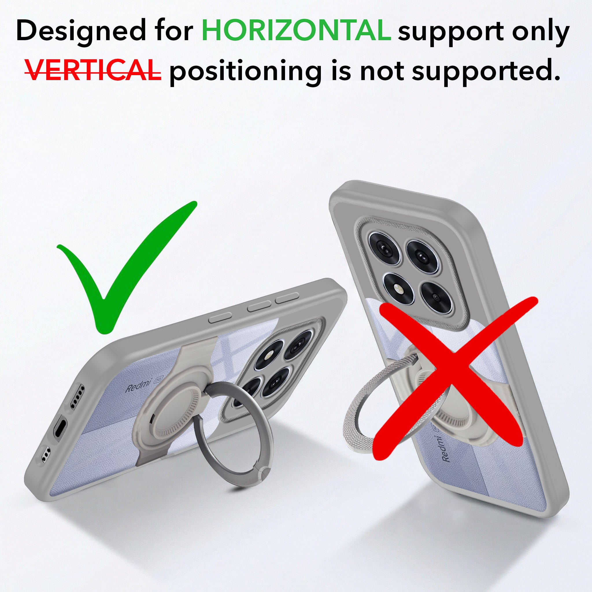 For Redmi Note 14 Pro Back Cover Case with stand (Built-in Ring Holder Kickstand | Lifetime Anti Yellow | Camera Protection)