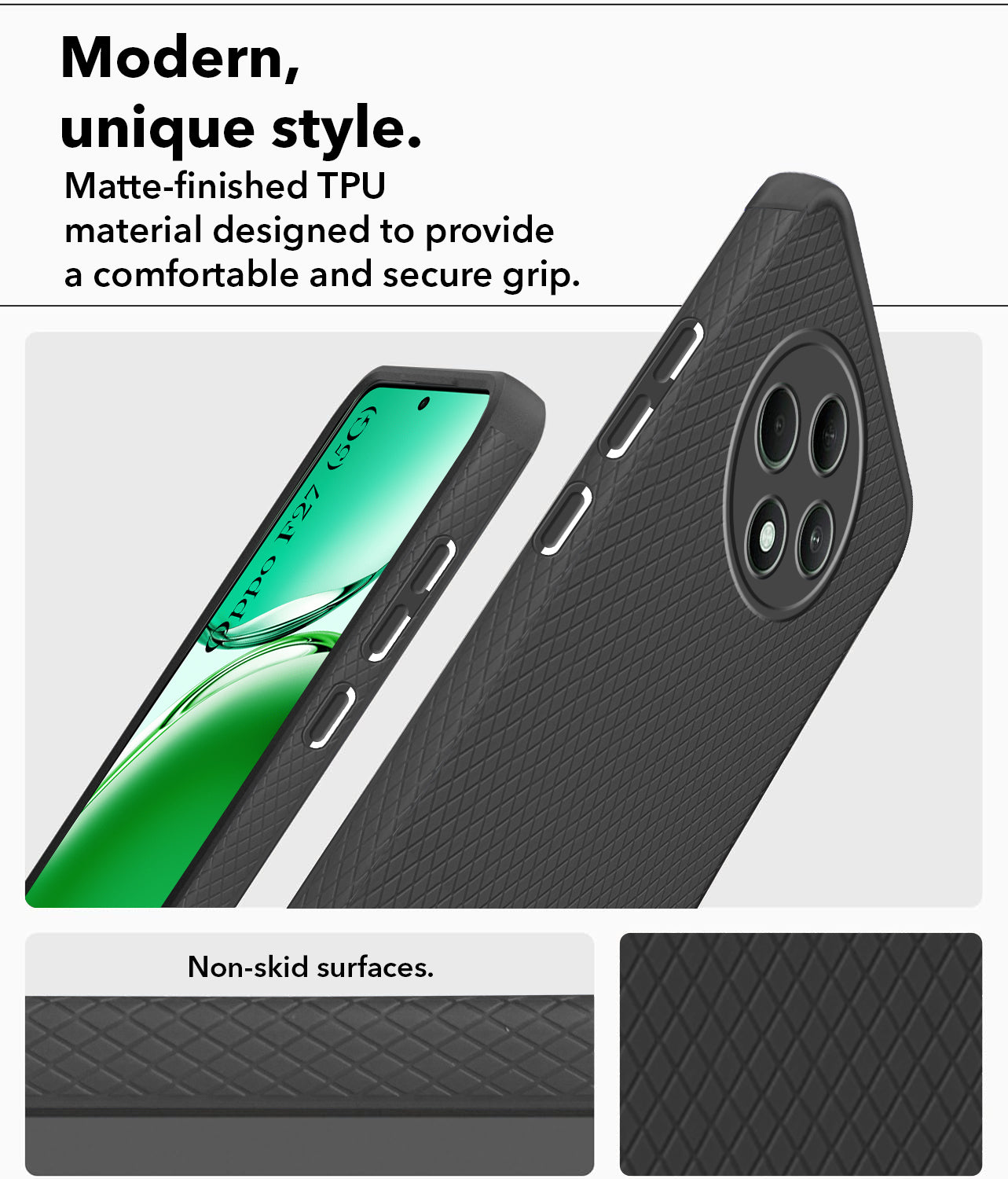 For Oppo F27 5G Back Cover Case (Liquid Silicone | Side Grip | Camera Protection)