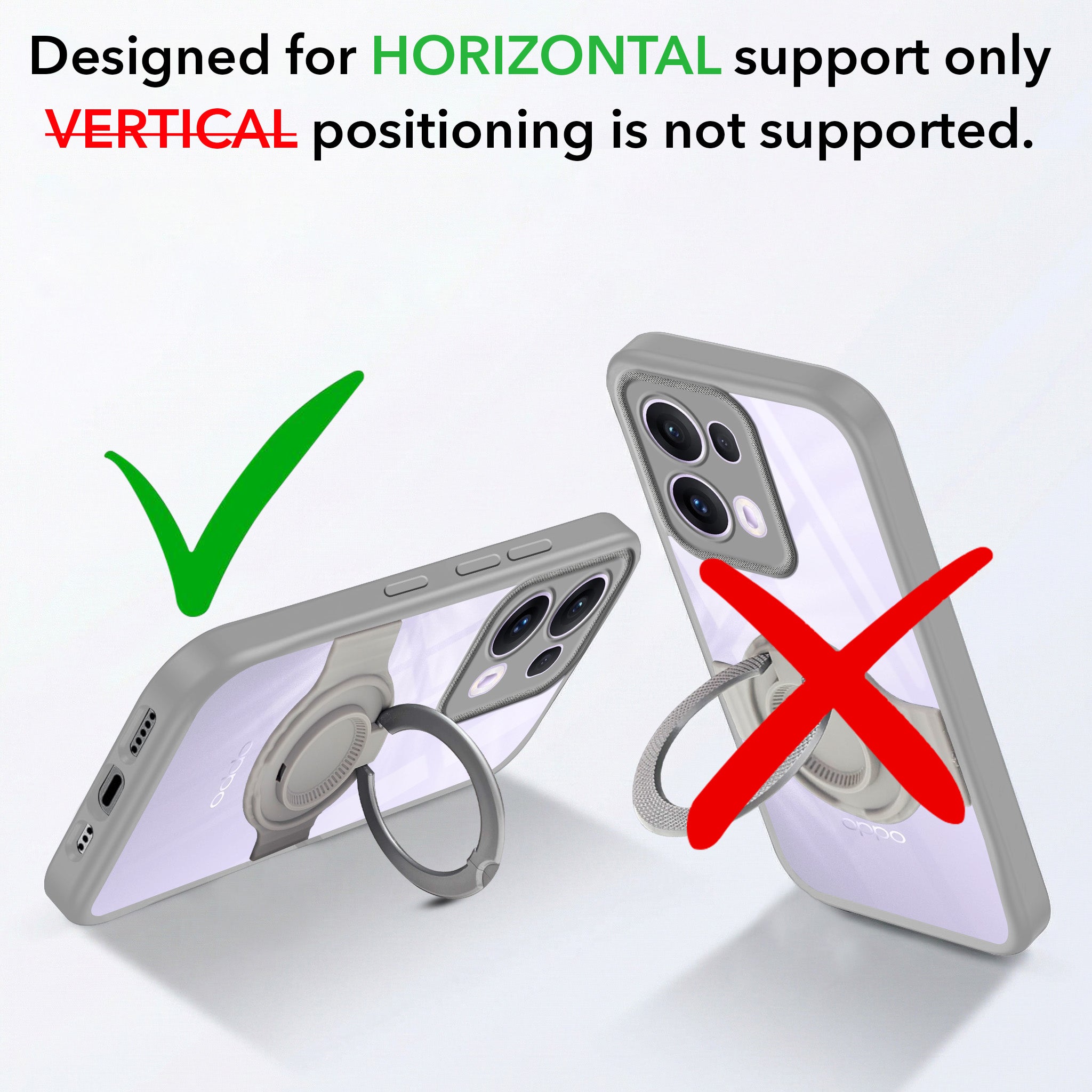 For Oppo Reno13 Pro 5G | Oppo Reno 13 Pro 5G Back Cover Case with stand (Built-in Ring Holder Kickstand | Lifetime Anti Yellow | Camera Protection)
