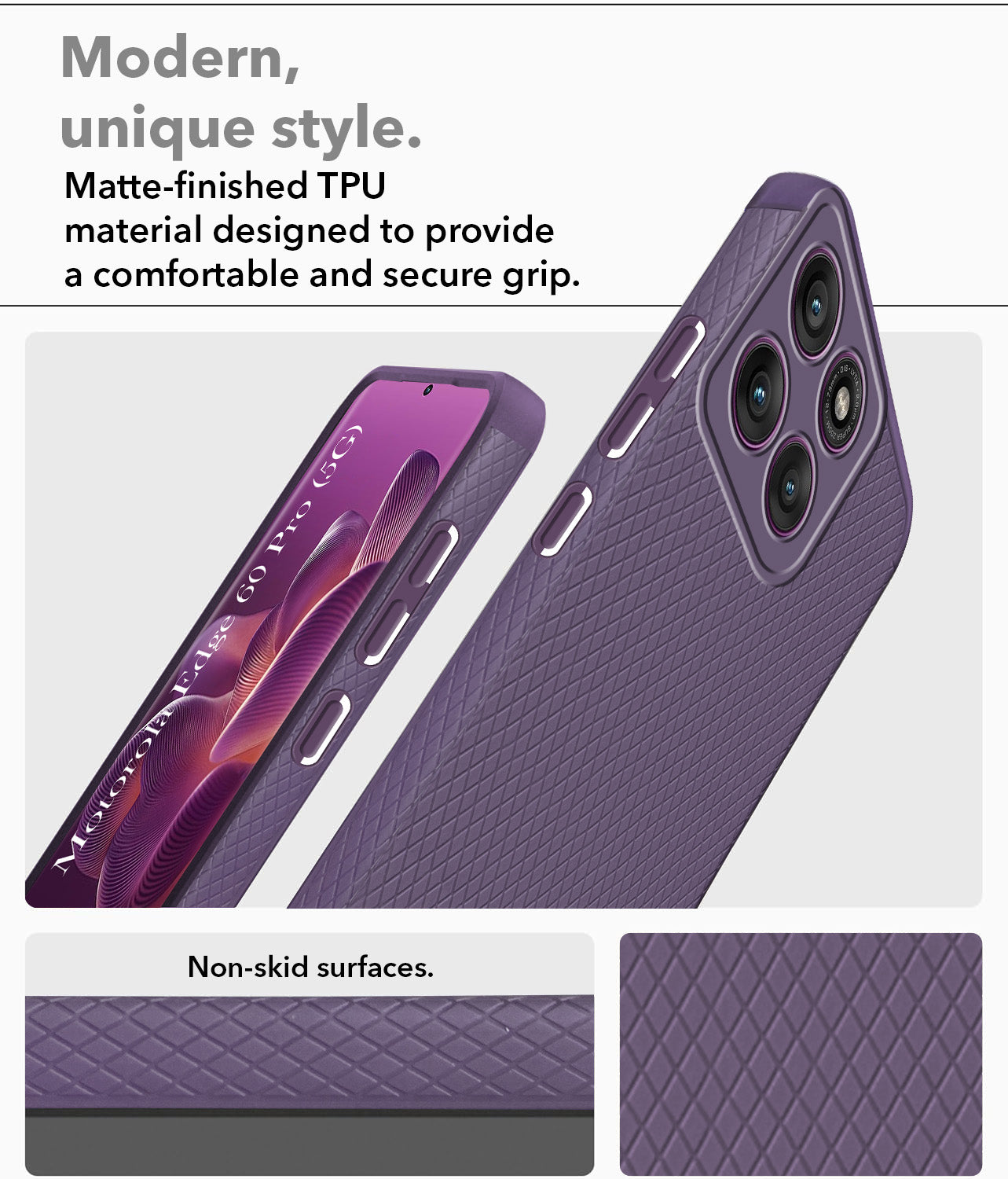 For Motorola Moto Edge 60 Pro Back Cover Case (Liquid Silicone | Side Grip | Camera Protection)