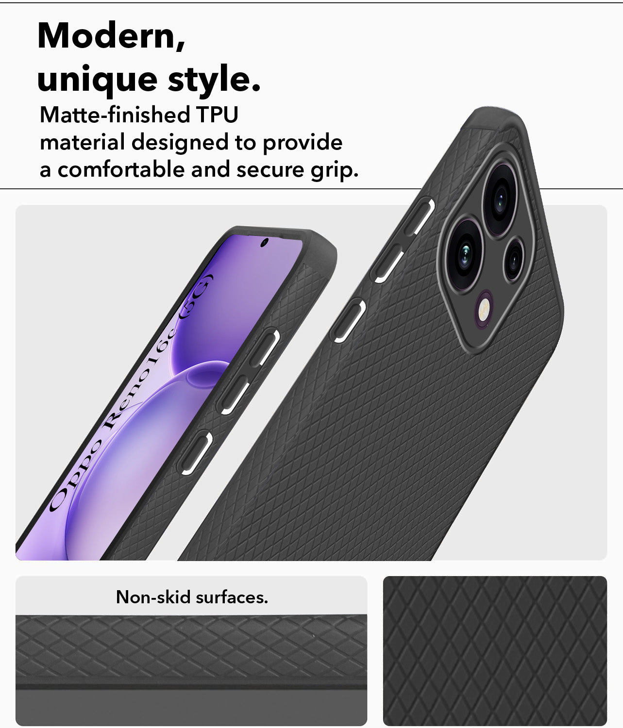 For Oppo Reno 16C 5G Back Cover Case Liquid Silicone (Camera Protection | Side Grip Texture | Soft and Flexible)