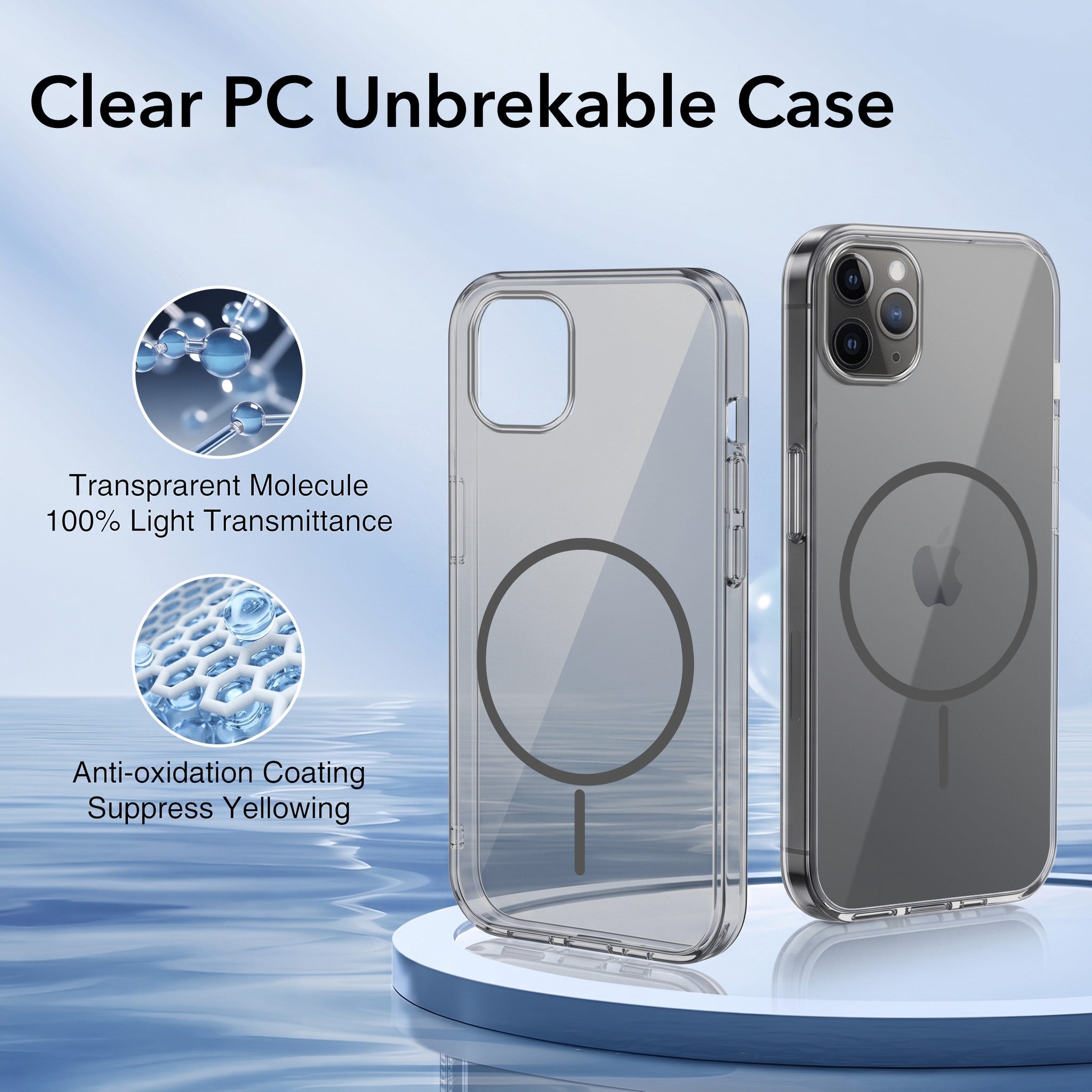 For Apple iPhone 11 Pro Back Case Cover Crystal Anti Yellow (Unbreakable PC | MagSafe Wireless Charging Support |Camera Protection Bump)