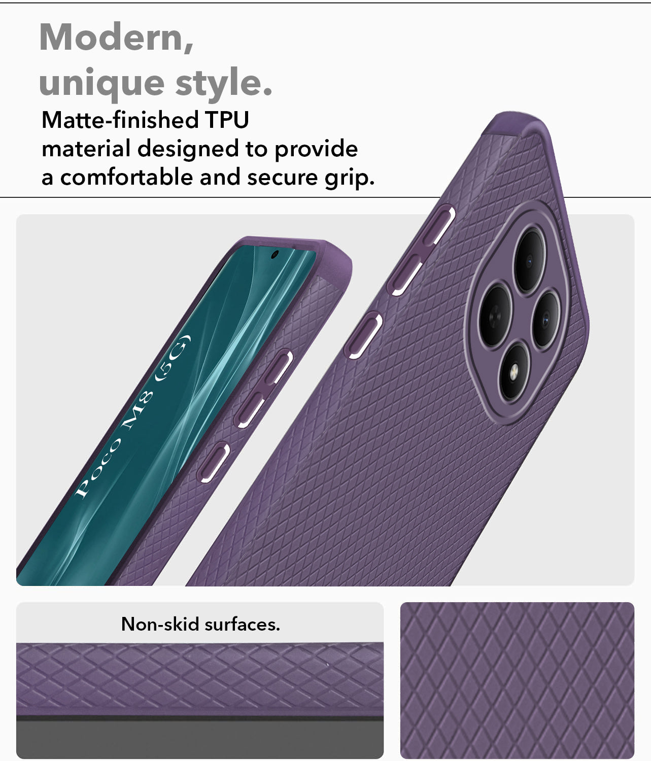 For Poco M8 5G Back Cover Case Liquid Silicone (Camera Protection | Side Grip Texture | Soft and Flexible)