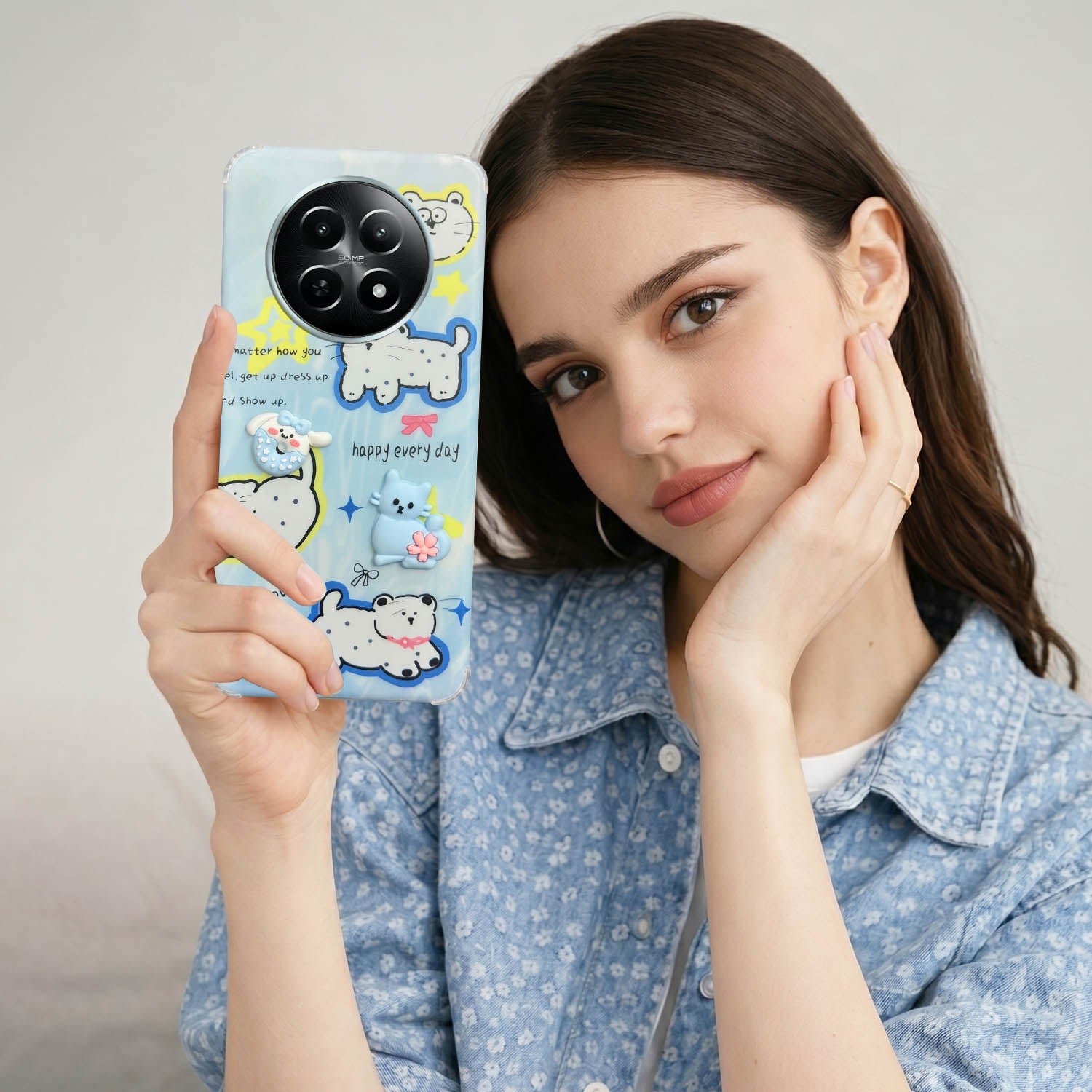 For Realme C65 5G Back Cover Case (3D Cute Cartoons | Hard Back Side Soft | Matte Premium Finish | HD Printing)