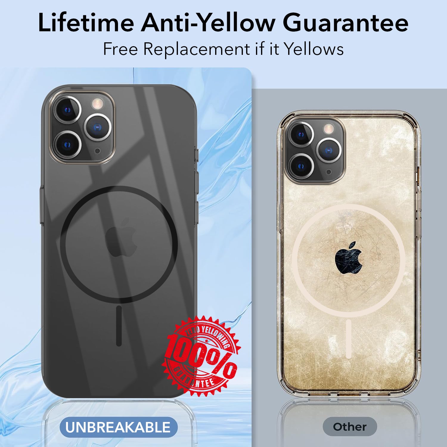 For Apple iPhone 11 Pro Max Back Cover Case Crystal Anti Yellow (MagSafe Wireless Charging Support |Camera Protection Bump)