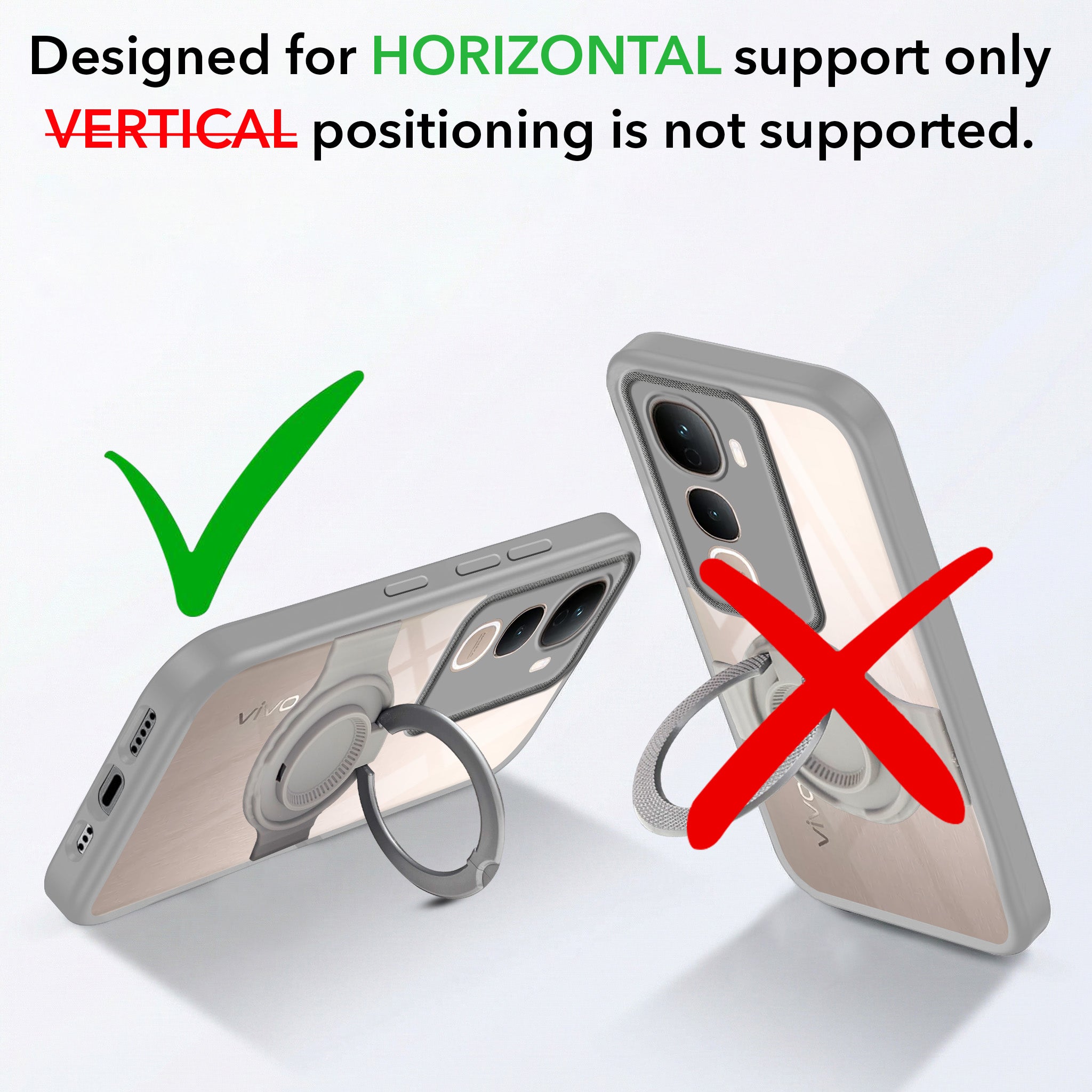 For Vivo Y400 Pro Back Cover Case with stand (Built-in Ring Holder Kickstand | Lifetime Anti Yellow | Camera Protection)