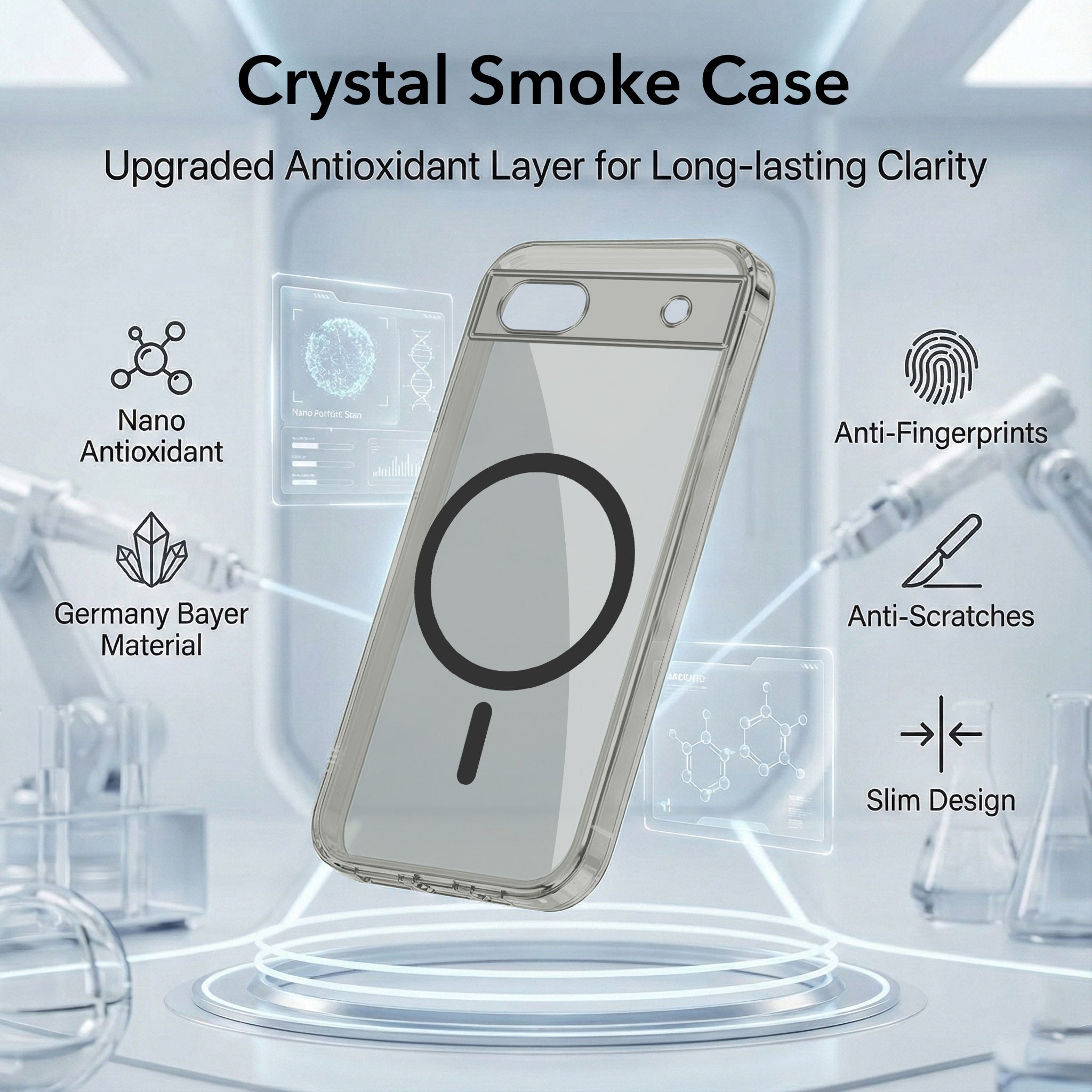 For Google Pixel 6a Back Cover Case Lifetime Anti-Yellow MagSafe Compatible Clear (Sleek Hard Crystal | Shockproof and Camera Protection)