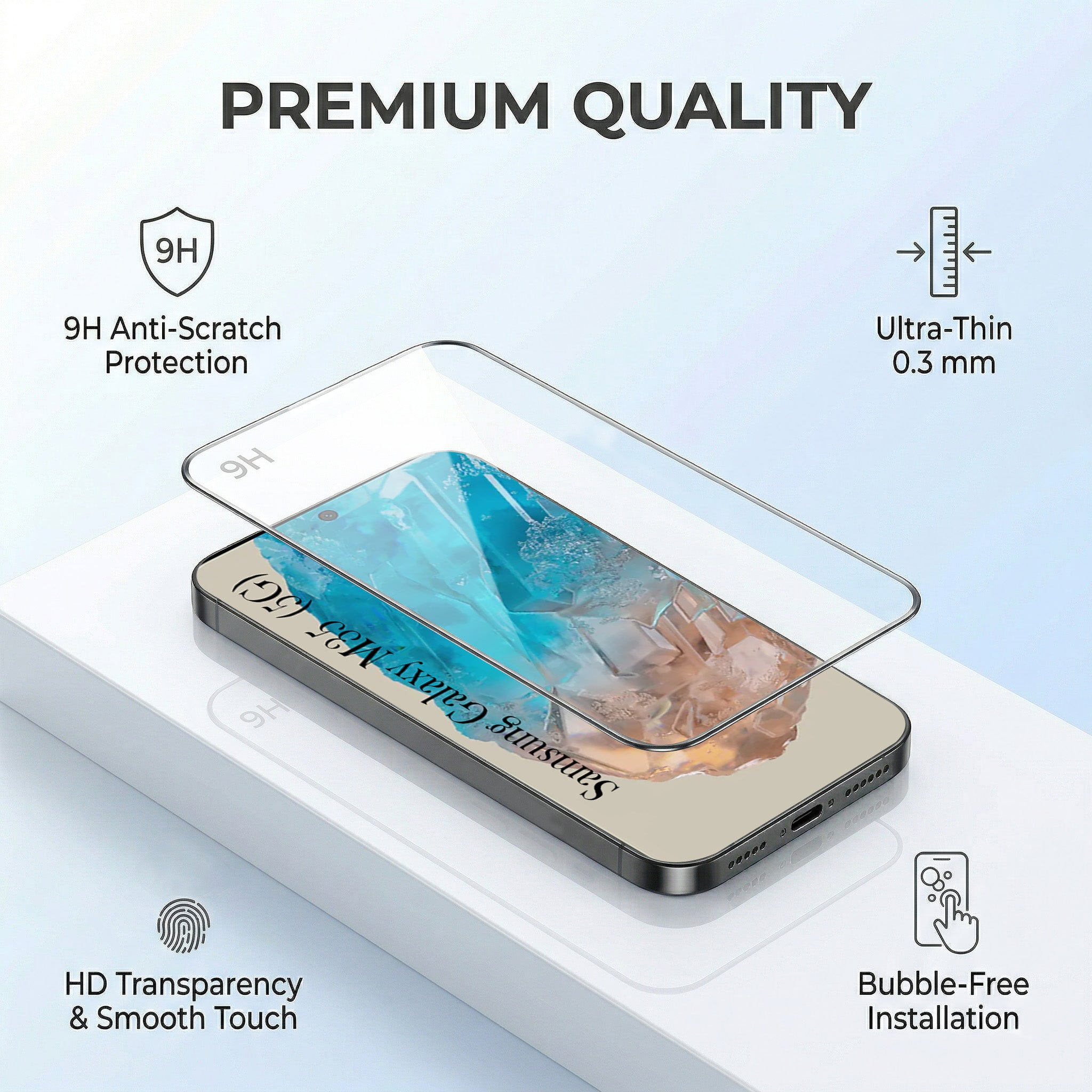 For Samsung Galaxy M35 5G Combo with Back Cover and 9H Tempered Glass (Liquid Silicone | Camera Protection | Oleophobic Coating Screen Glass)
