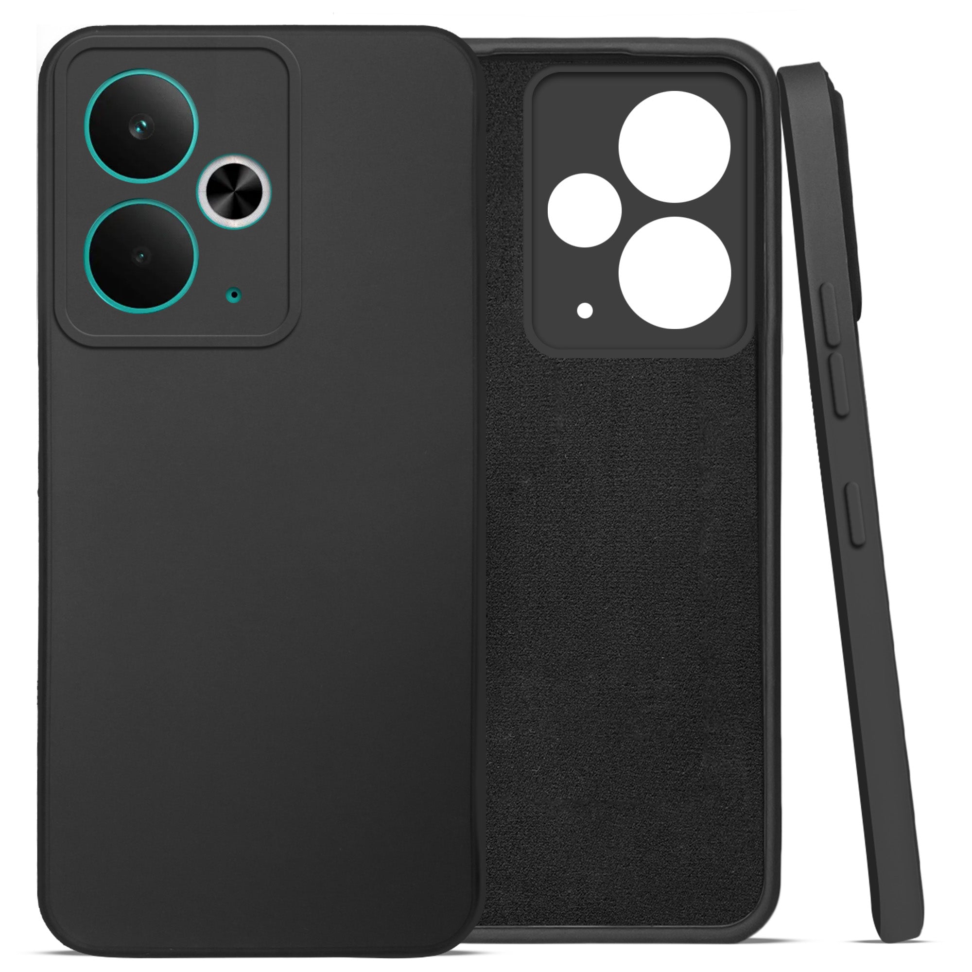 For Realme 14T Back Cover Case (Matte Finish Silicone with Inside Fiber cloth)